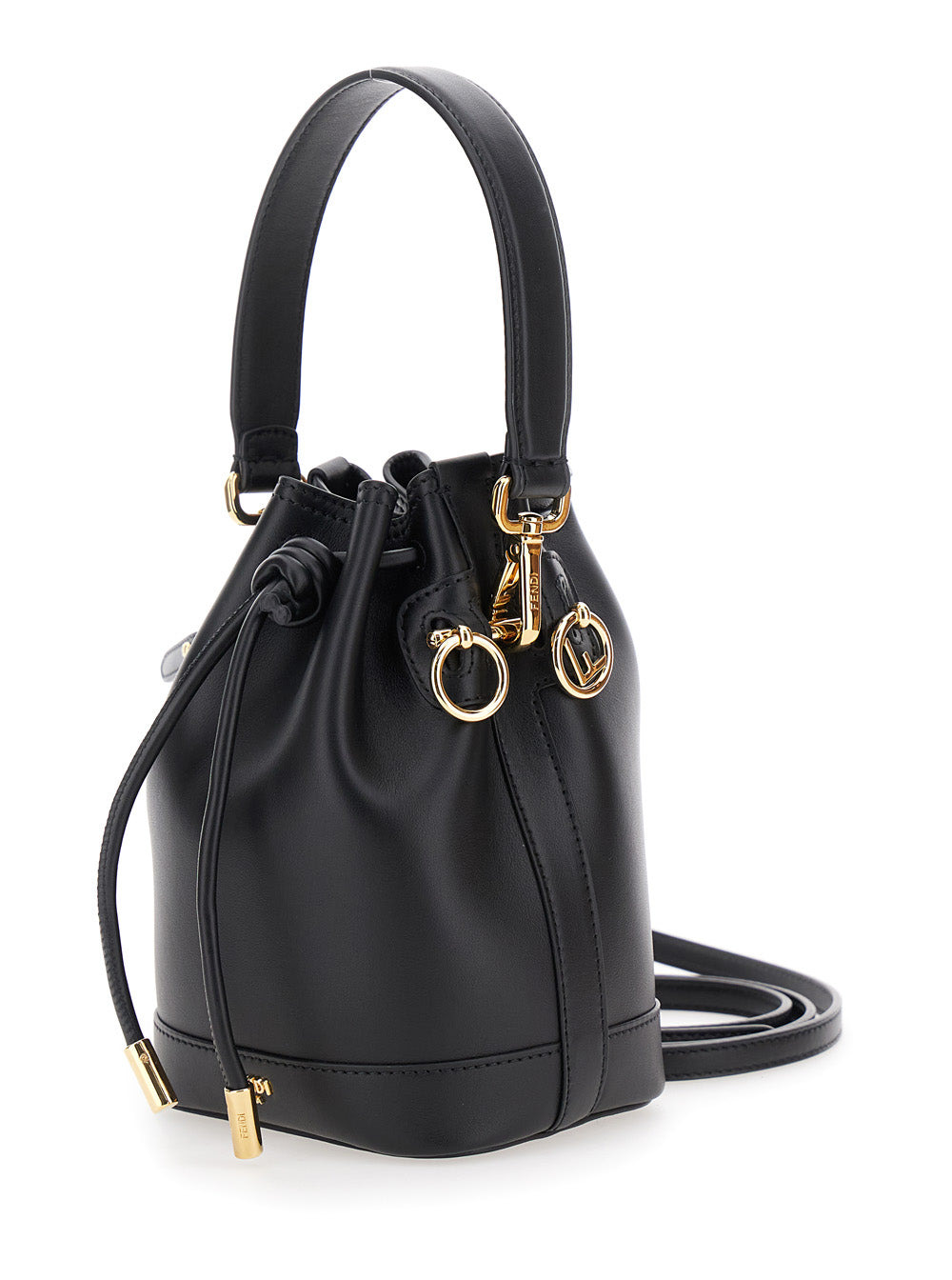 Fendi Women 'Mon Tresor Mini' Black Handbag With Removable Shoulder Strap And Logo Lettering In Leat - 2