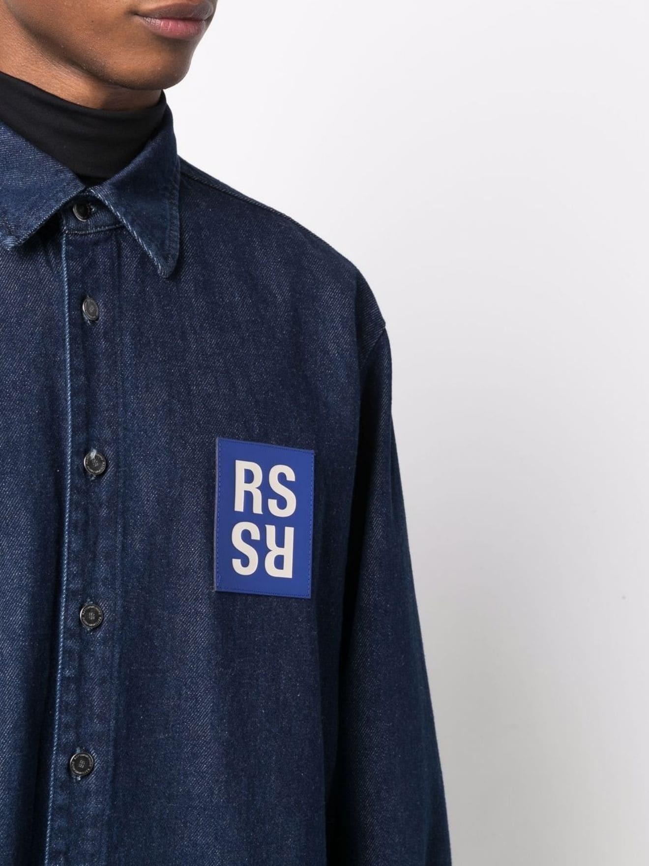 logo patch denim shirt - 5