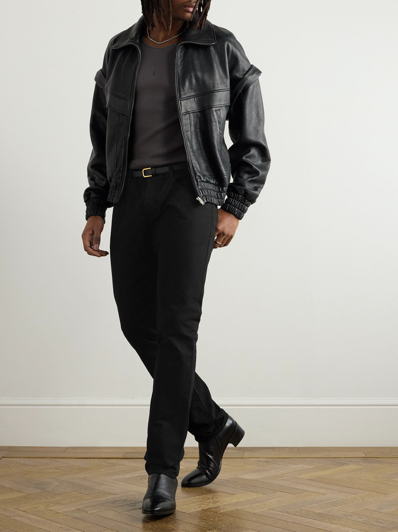 SAINT LAURENT Straight-Leg Cotton-Canvas Trousers Black outlook