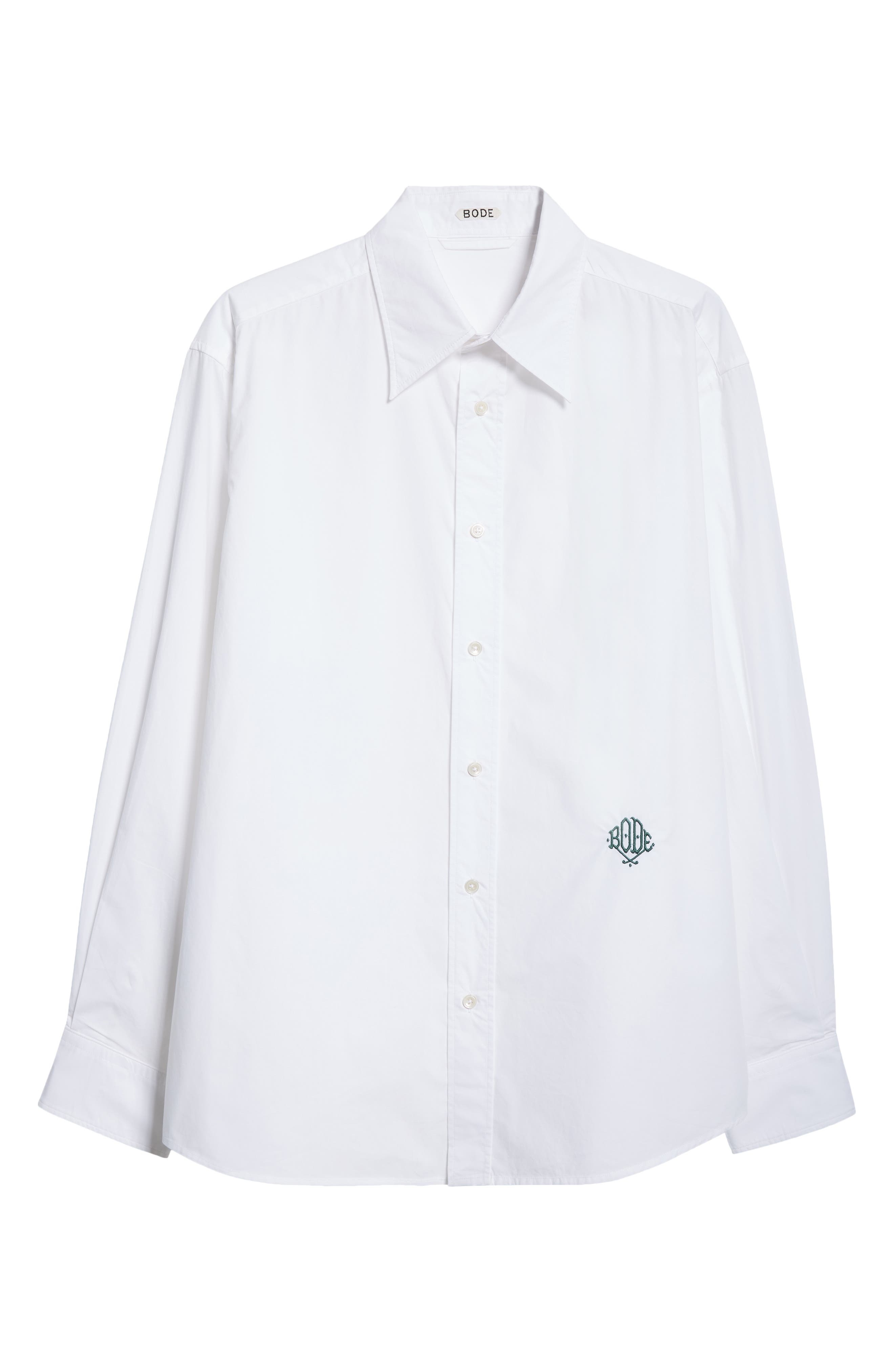 Monogrammed Cotton Poplin Button-Up Shirt - 6