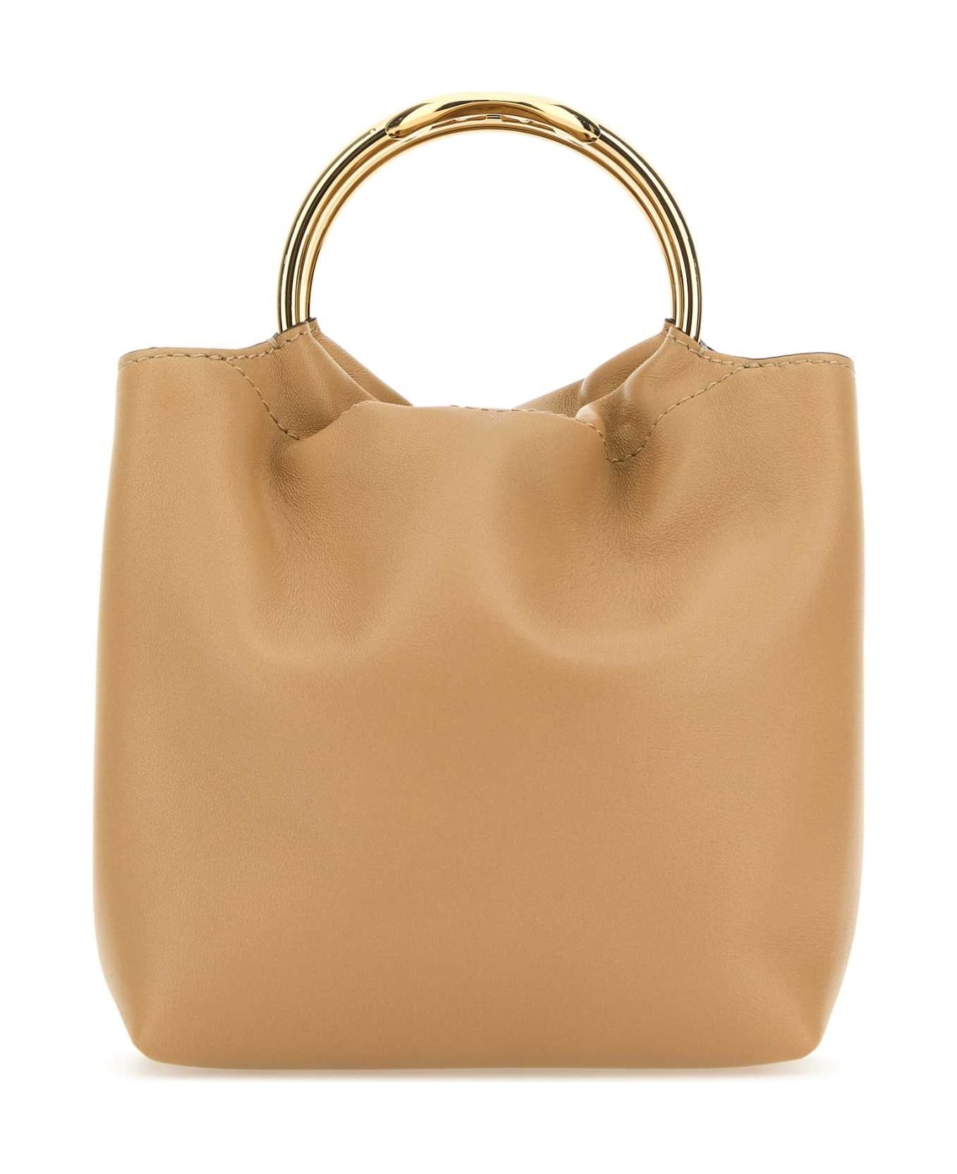 Beige Leather Bucket Bag - 1