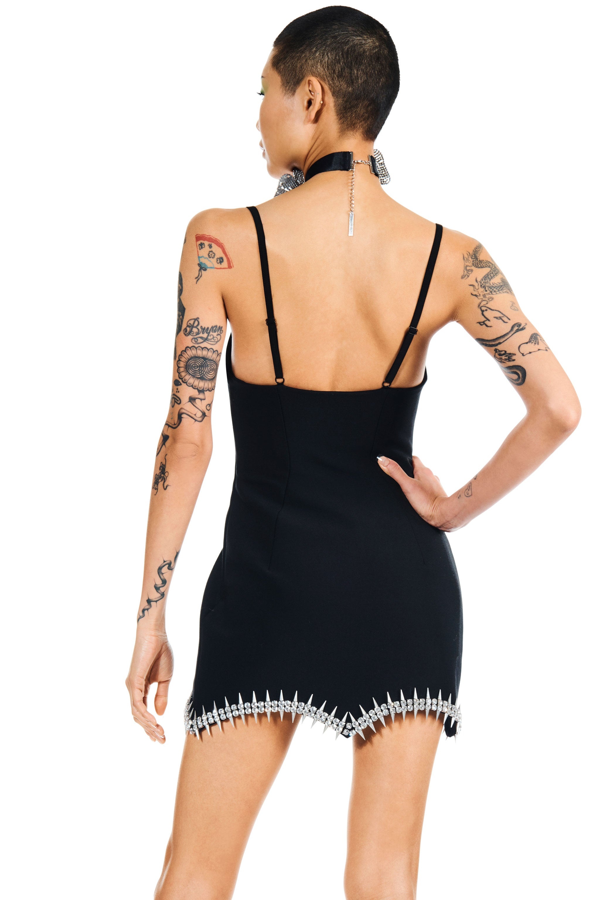 CRYSTAL SPIKE MINI DRESS - 2
