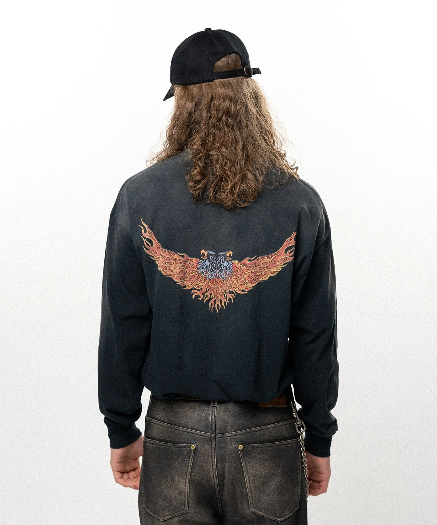 "Double-headed Eagle" Distressed L/S Pocket T-shirt - 1