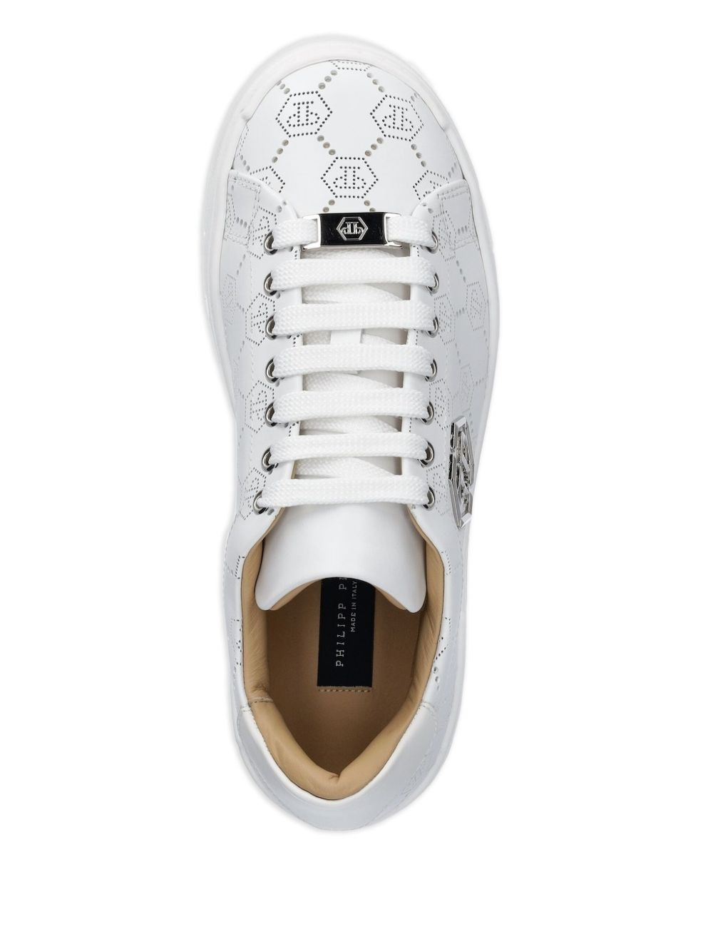 logo-plaque perforated sneakers - 3