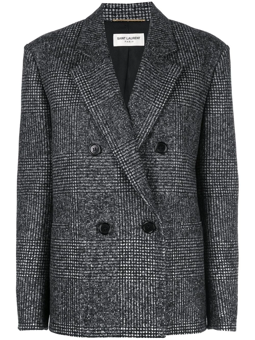double-breasted tweed blazer - 1