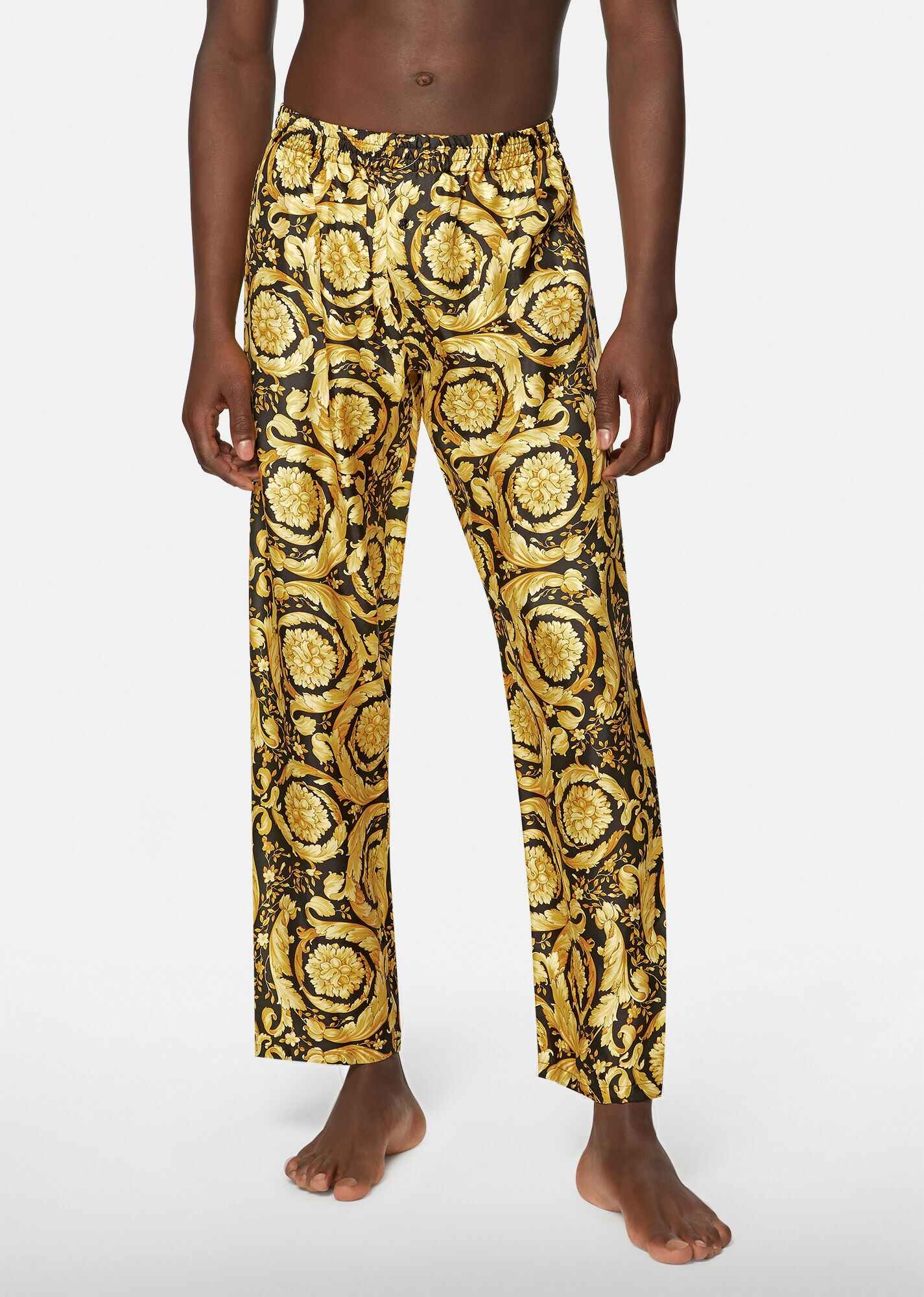 Barocco Print Silk Pyjama Bottoms - 2