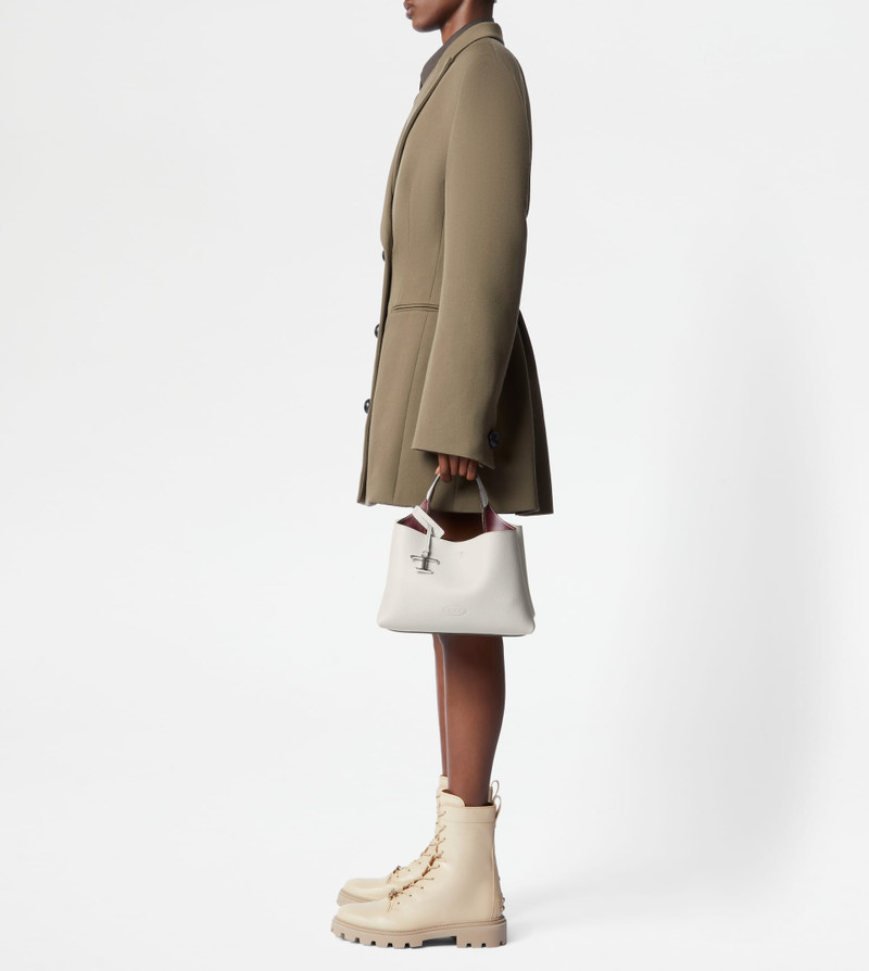 BAG IN LEATHER MICRO - WHITE, BURGUNDY 5