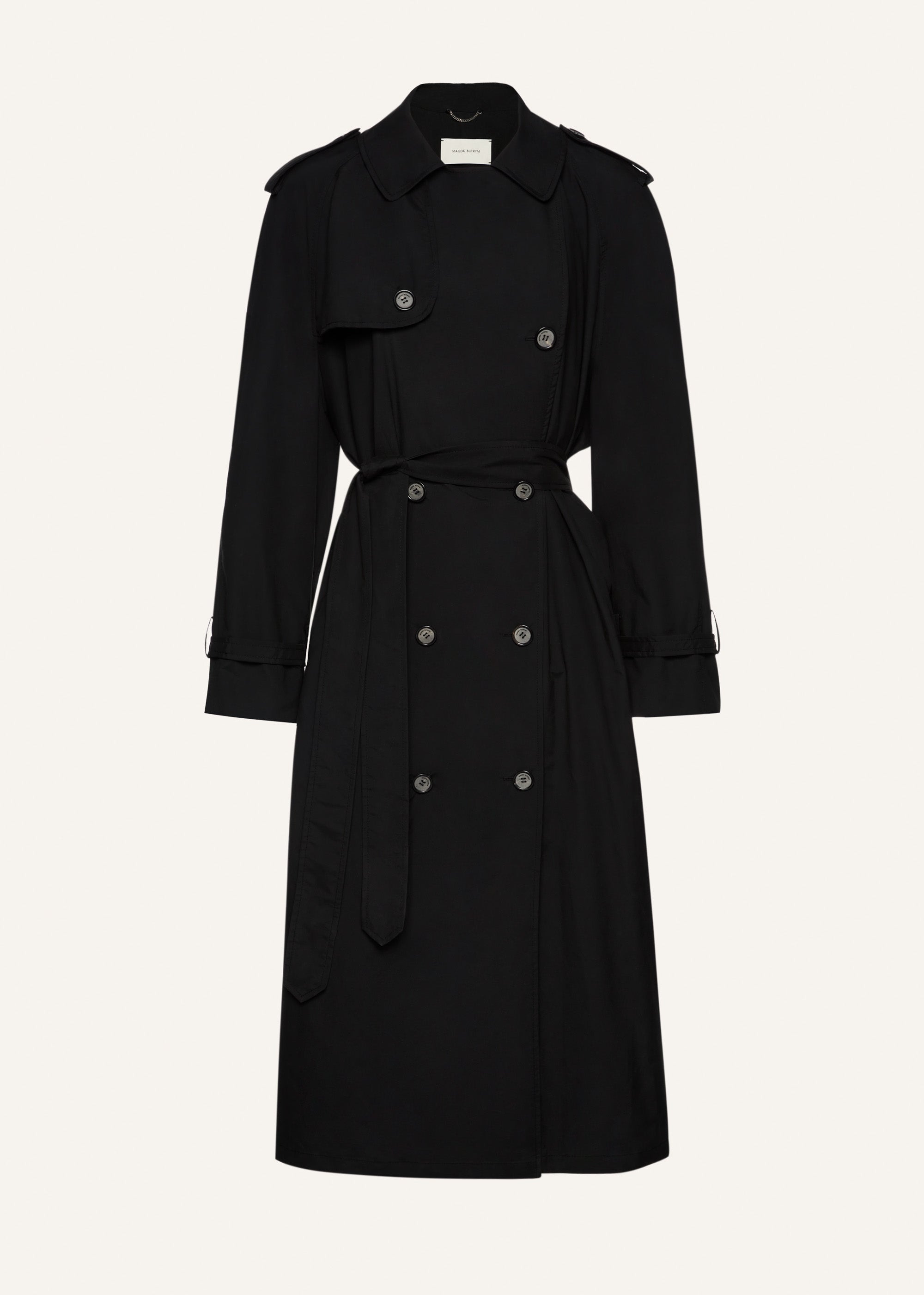 Mid-length cotton trench coat in black - 1