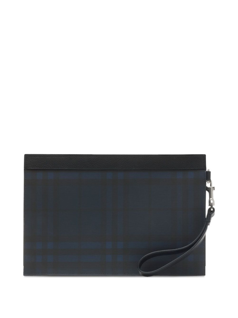 Burberry check-pattern leather clutch bag outlook
