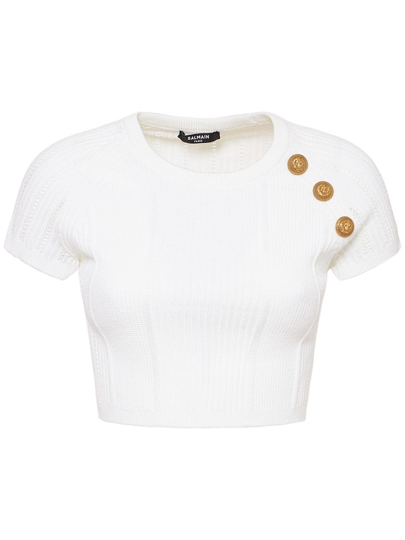 Embellished knit crop top - 1