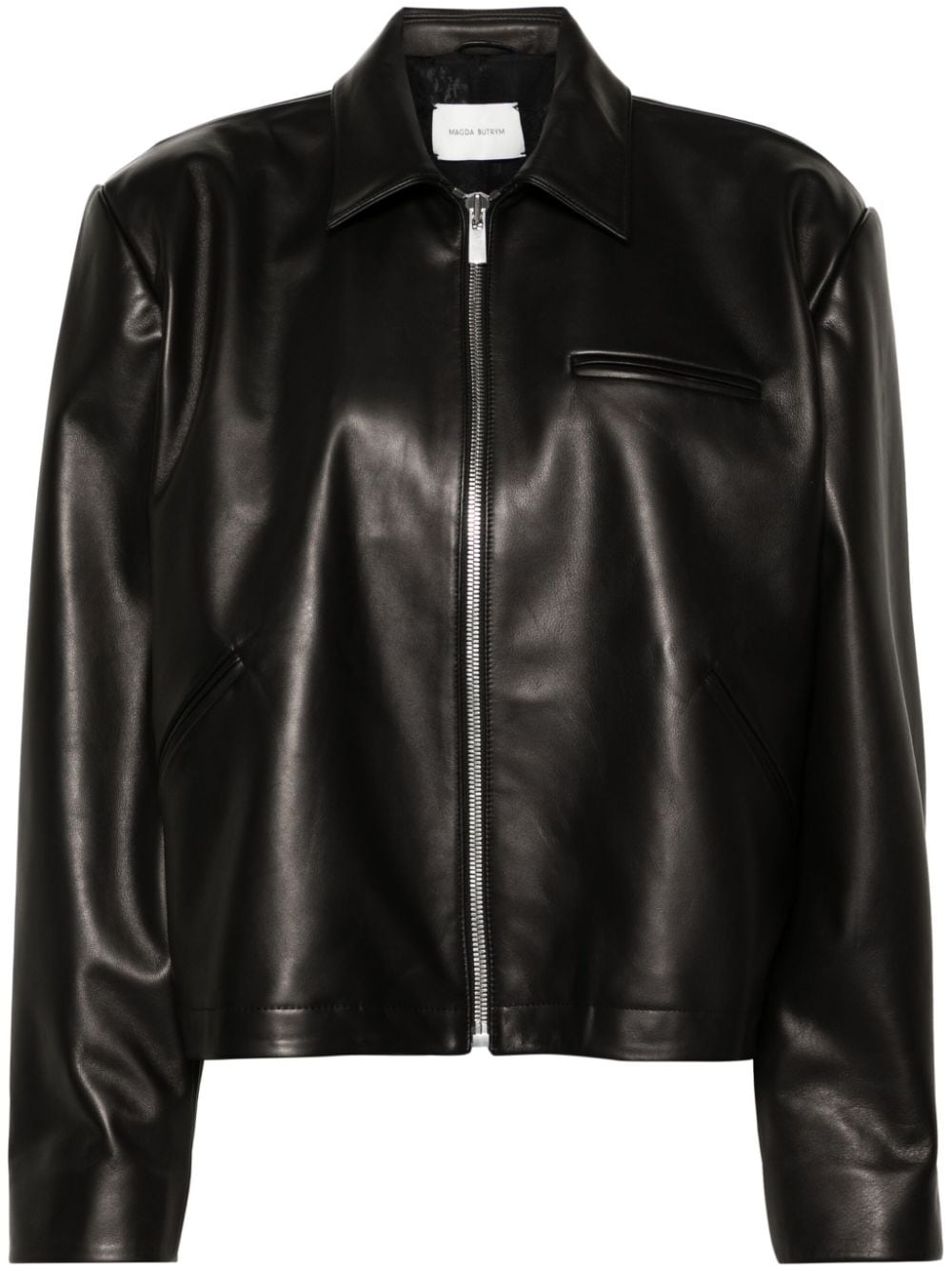 leather zip jacket - 1