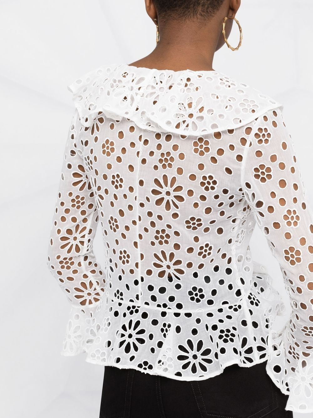 embroidered-design long-sleeve blouse - 3
