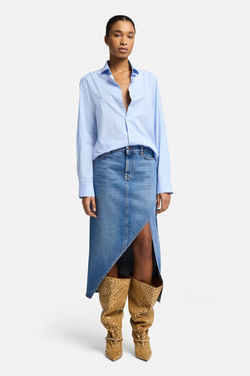 7 For All Mankind Libby Denim Slit Skirt in Weekend outlook