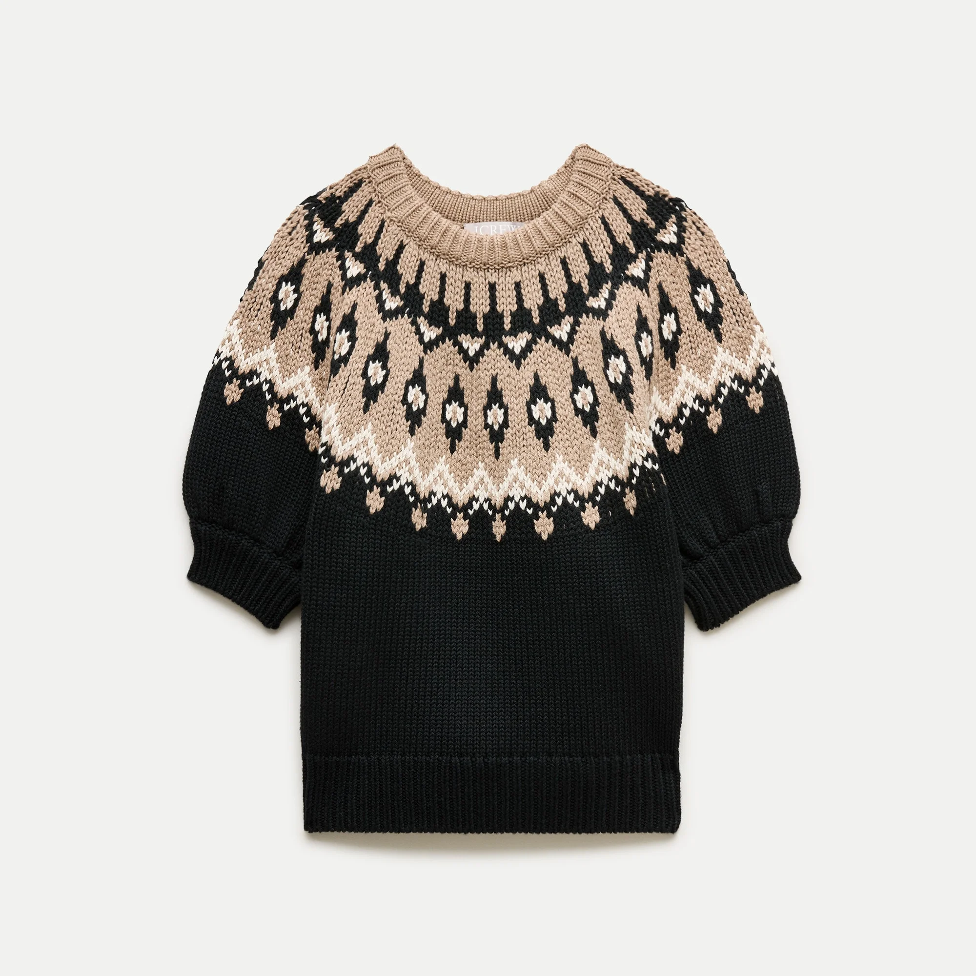 Short-sleeve Fair Isle sweater in cotton - 1