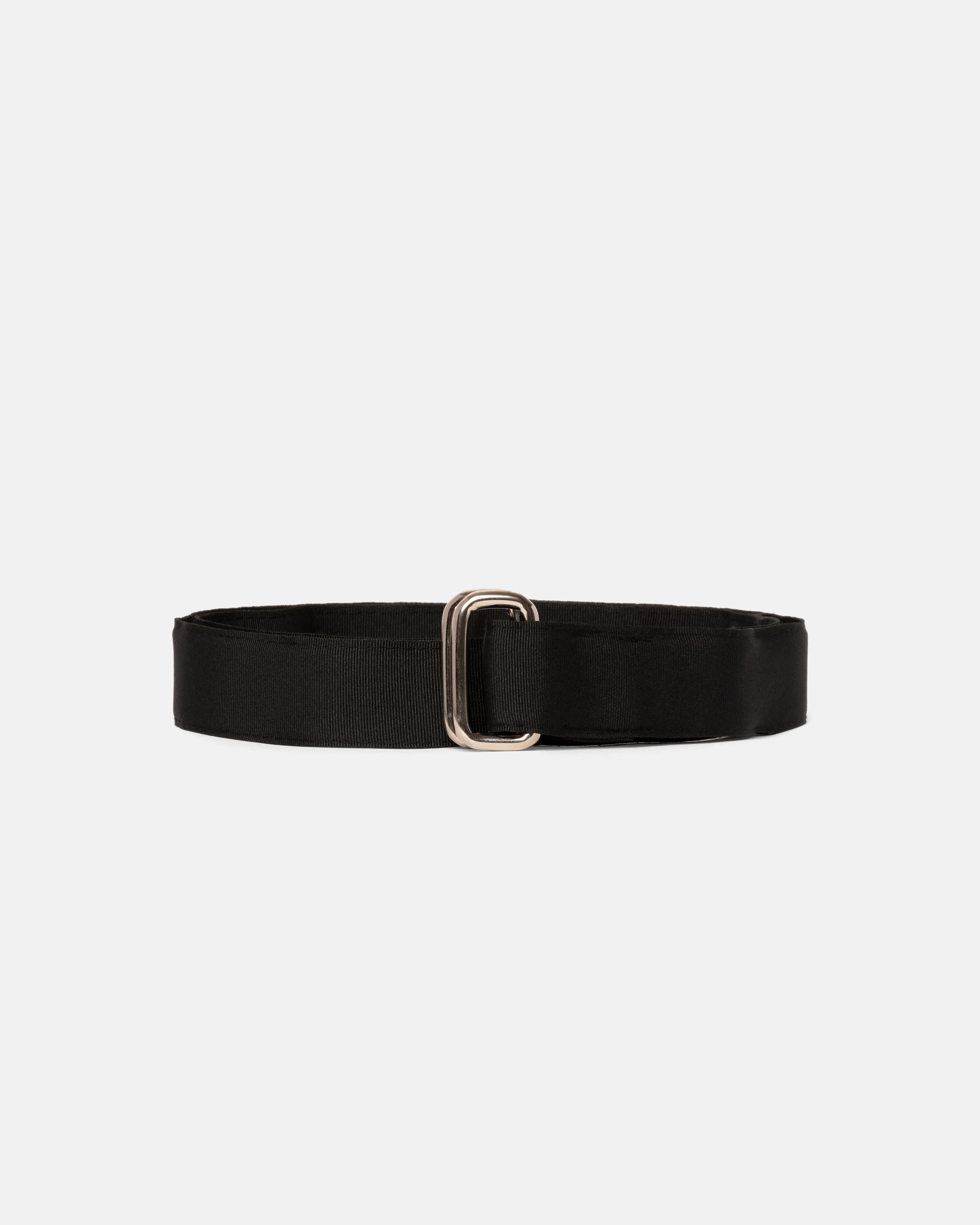 MADE-IN-USA SOLID BLACK GROSGRAIN RIBBON BELT - 1
