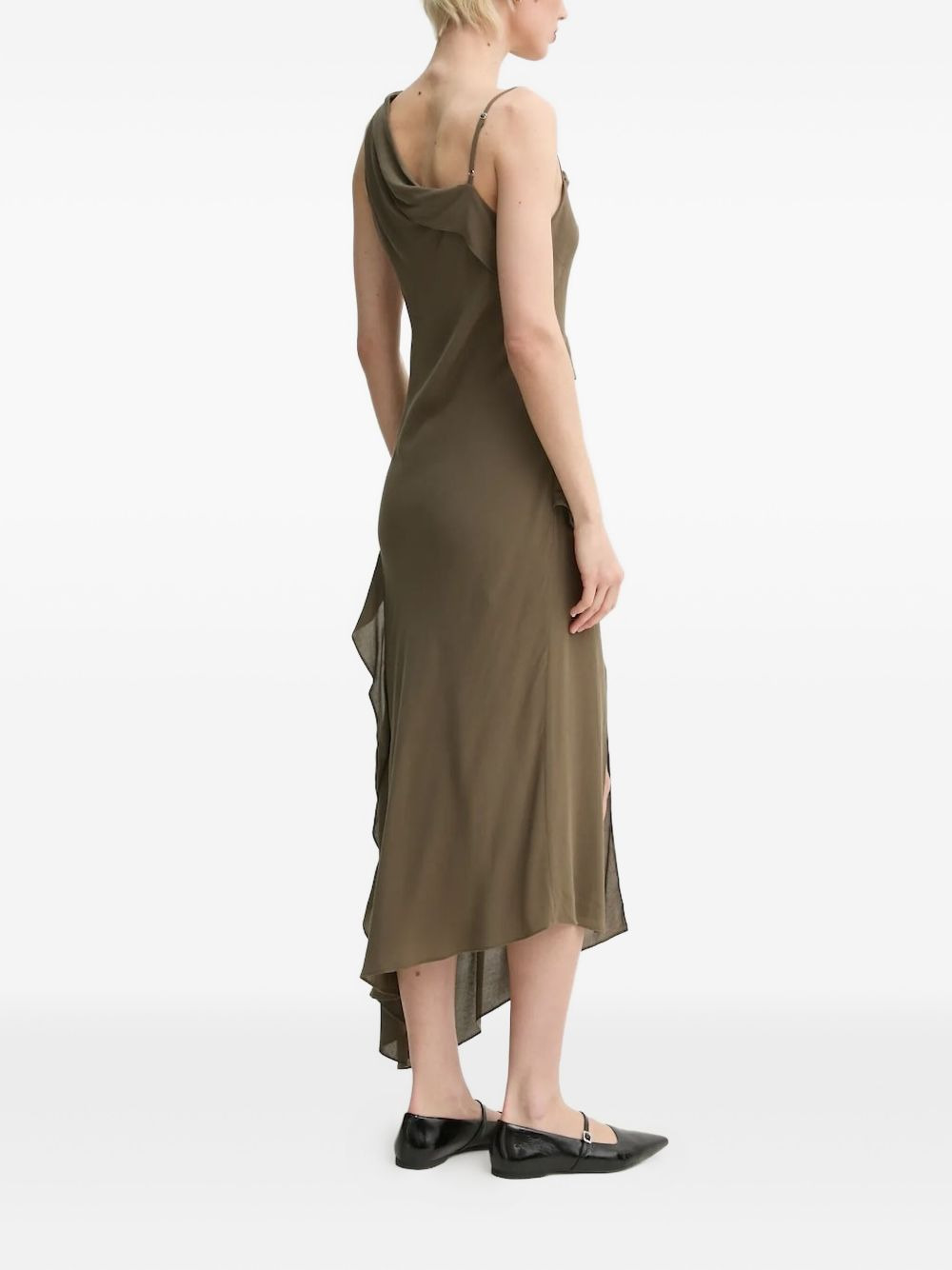 asymmetric ruffle midi dress - 3