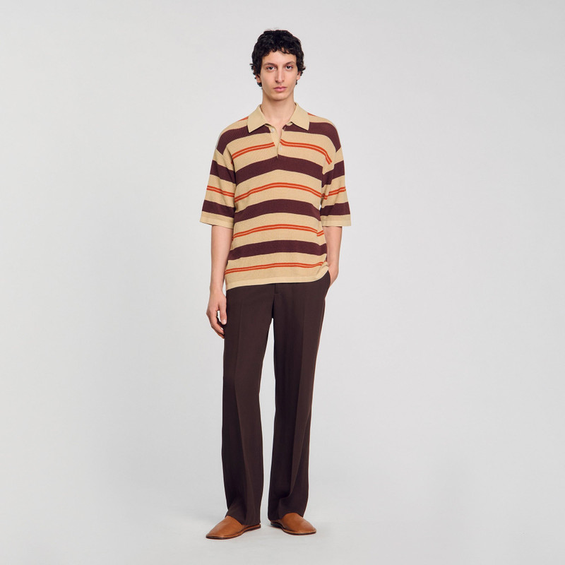 STRIPED KNIT POLO SHIRT 1