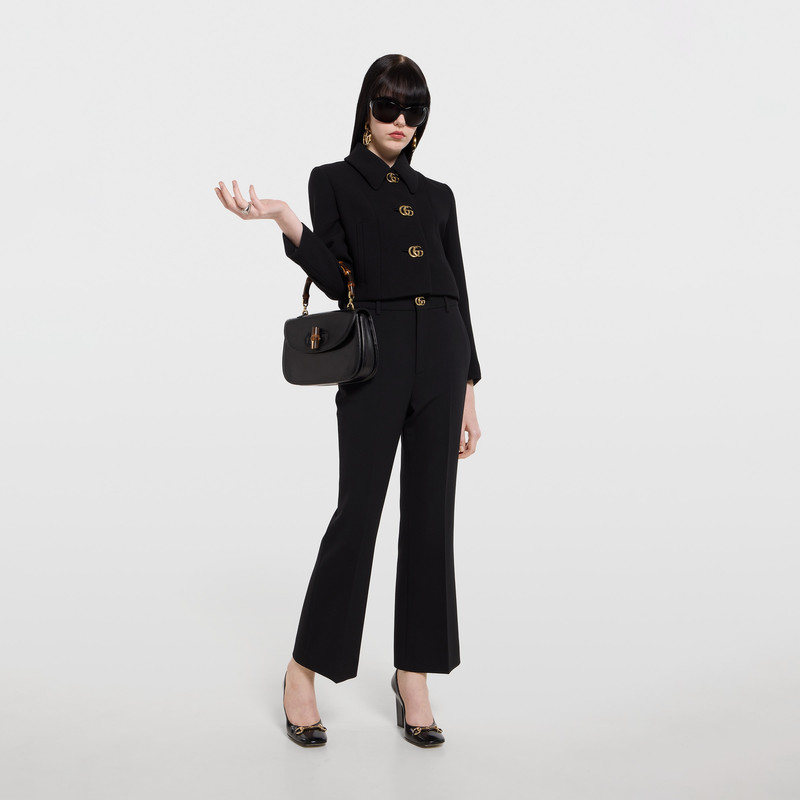 GUCCI Crêpe wool pants with Double G button outlook