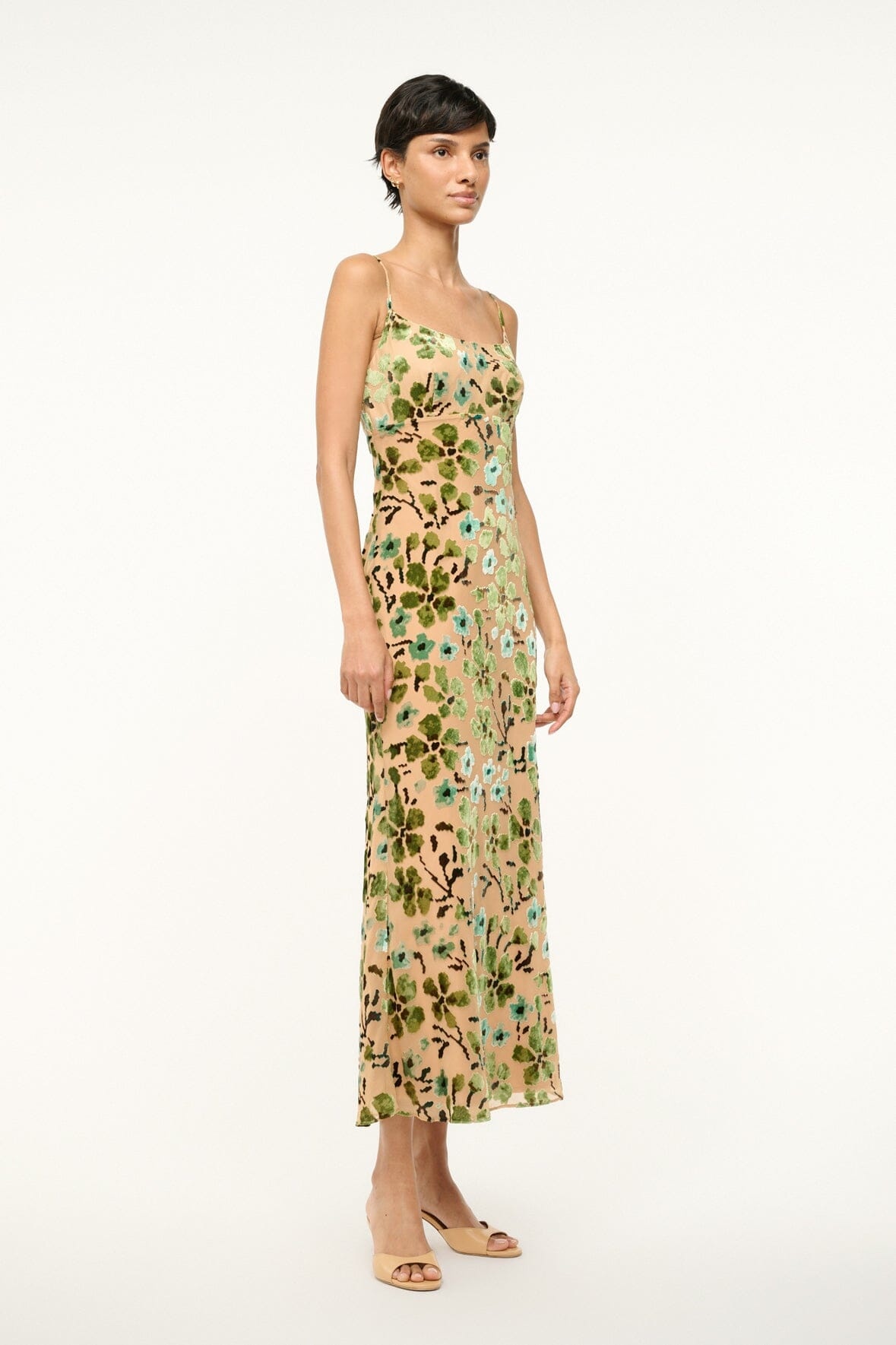 STAUD DIANNA DRESS MOSS FLORAL TAPESTRY - 3