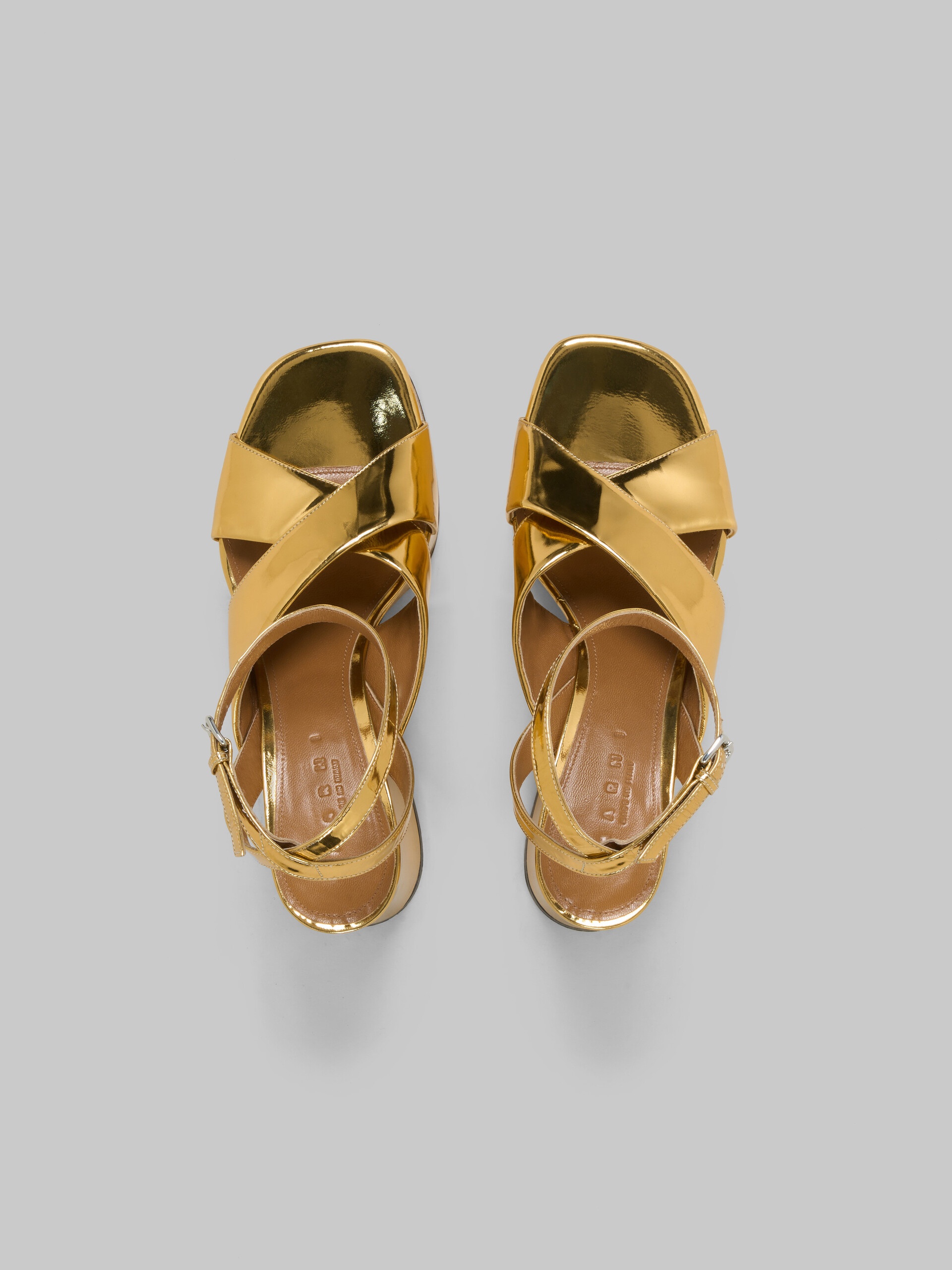 GOLD LEATHER PLATFORM SANDAL - 4