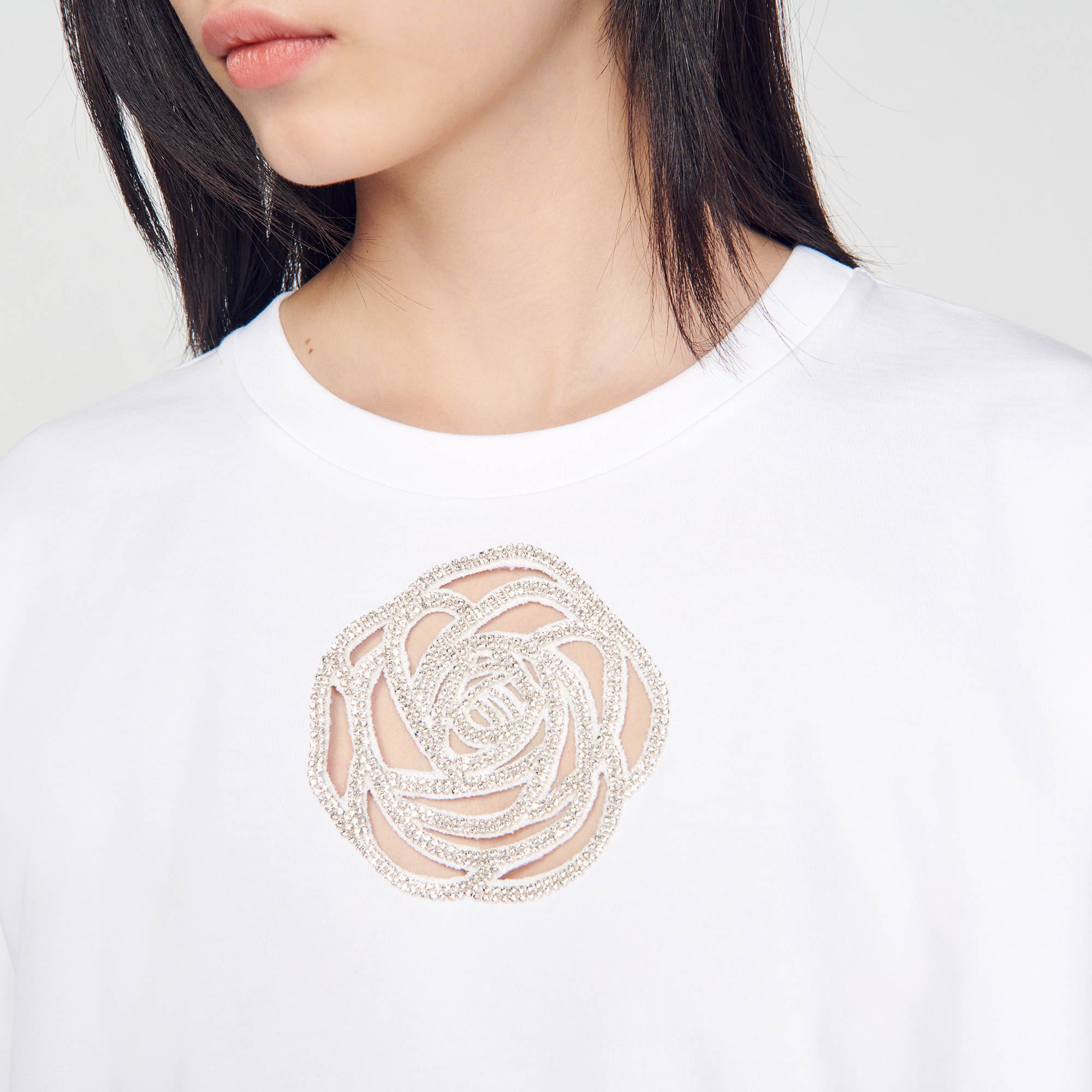 Rhinestone rose T-shirt - 4