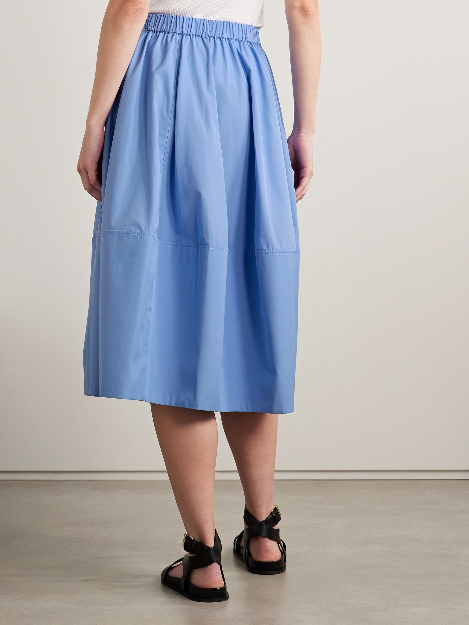 Paneled cotton-poplin midi skirt Blue - 4