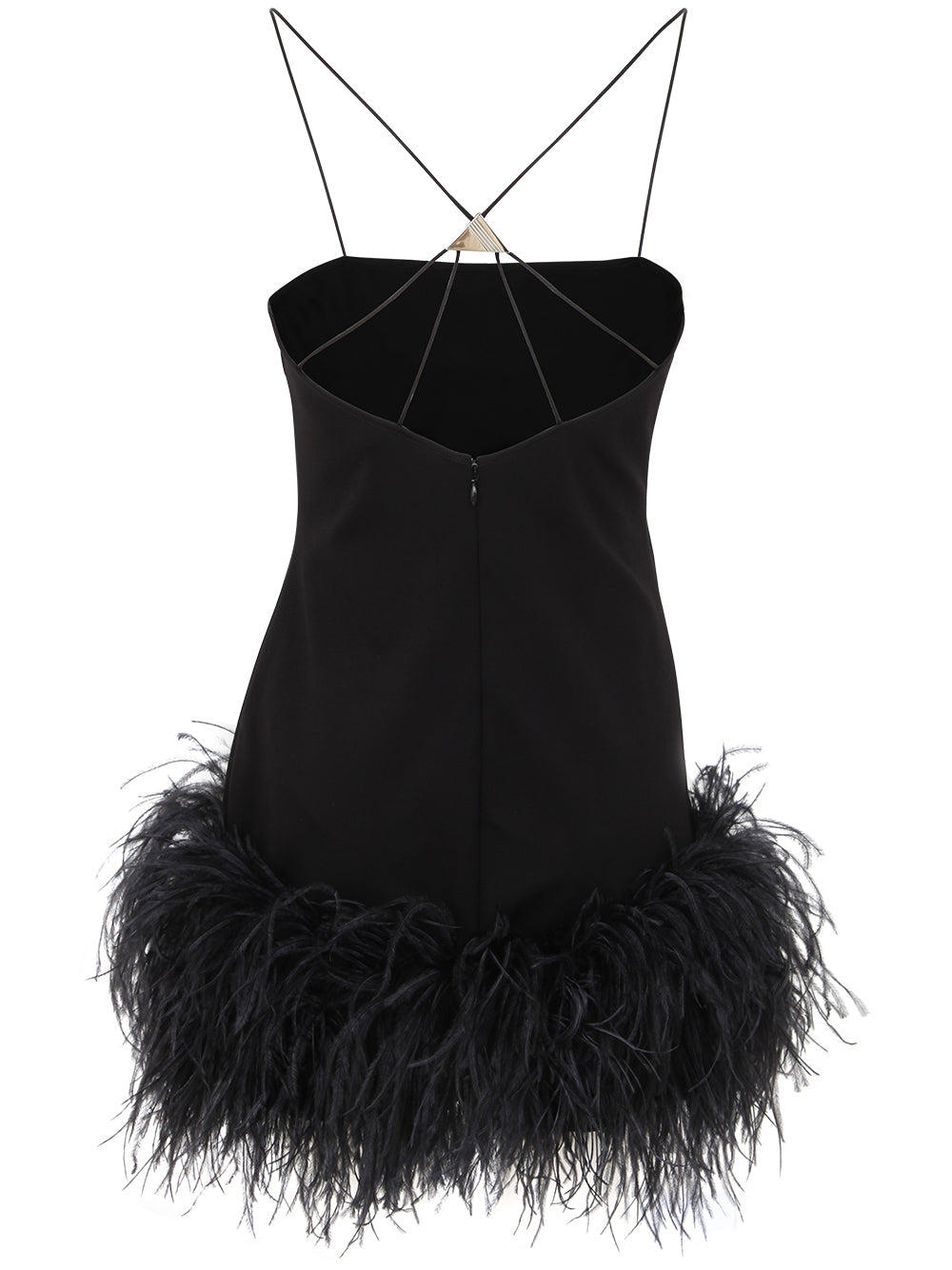 The Attico Women Fujiko Compact Techno Jersey With Ostrich Boa Feathers Mini Dress - 5