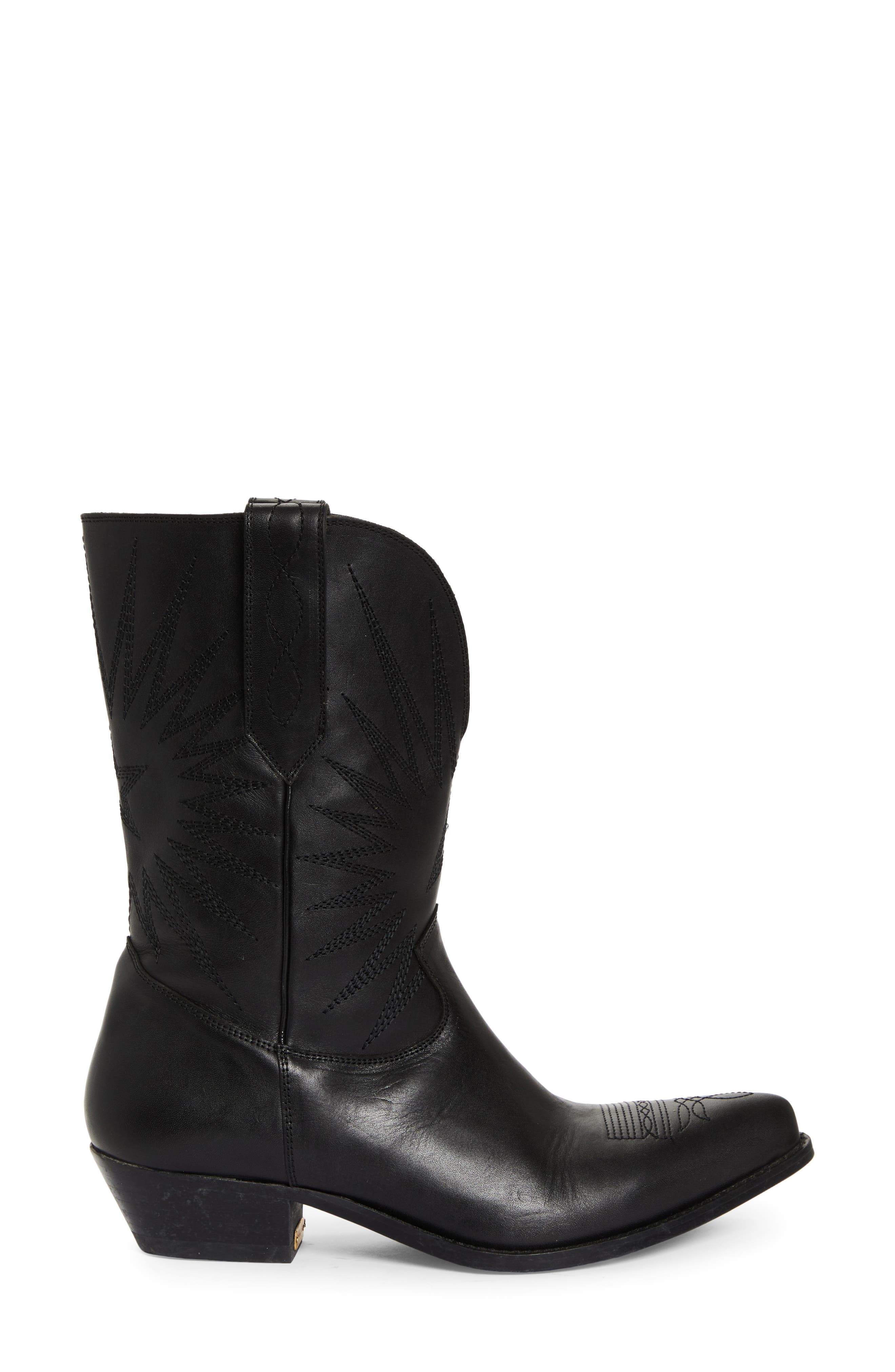 Golden Goose Wish Star Pointed Toe Western Boot in Black at Nordstrom - 3