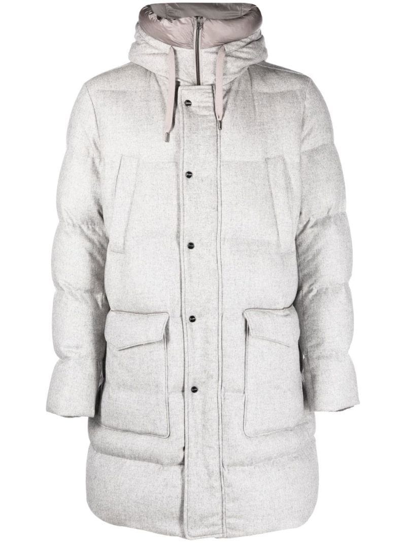 contrast-trim padded coat - 1