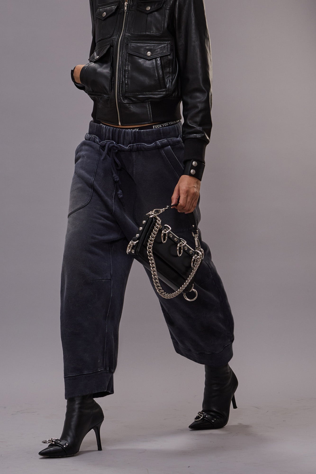 DECONSTRUCTED CROPPED SWEATPANT - NAVY - 1