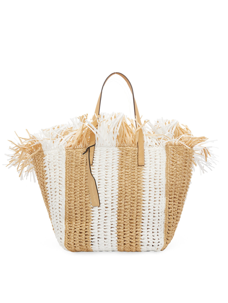 MEDIUM STRIPED RAFFIA CROCHET SQUARE TOTE 1