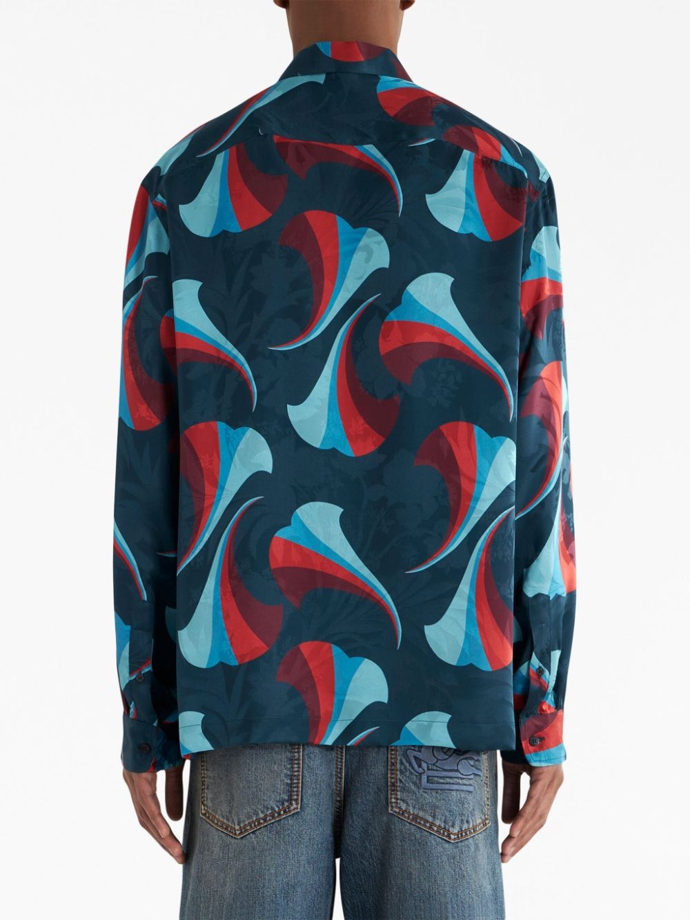 floral-print silk bowling shirt - 4