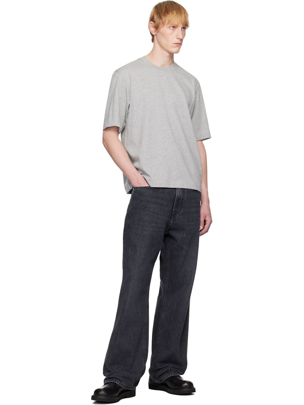 Gray Moon Logo Jersey Loose Fit T-shirt - 4