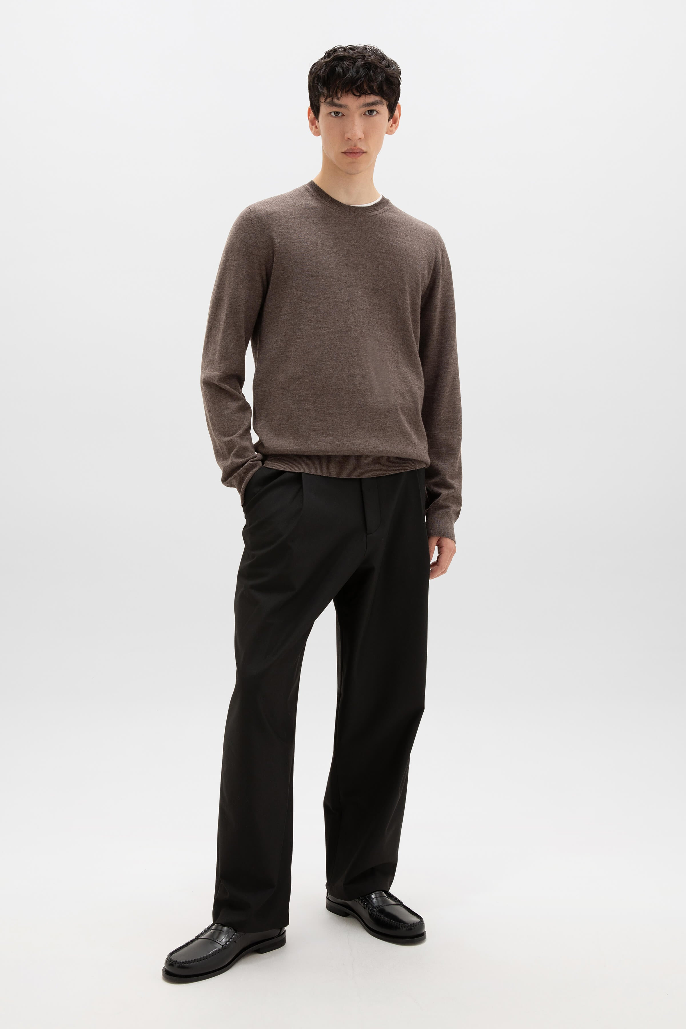 Merino Round Neck Brown Jumper - 2