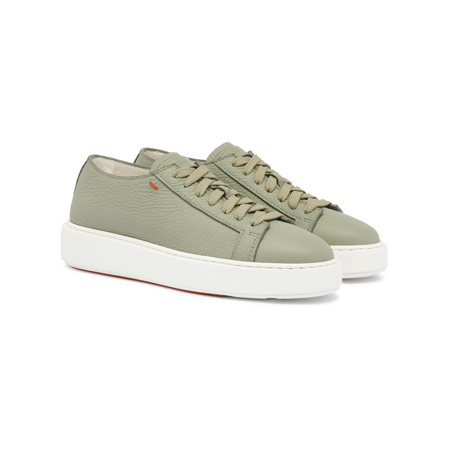 Women's green tumbled leather sneaker - 3