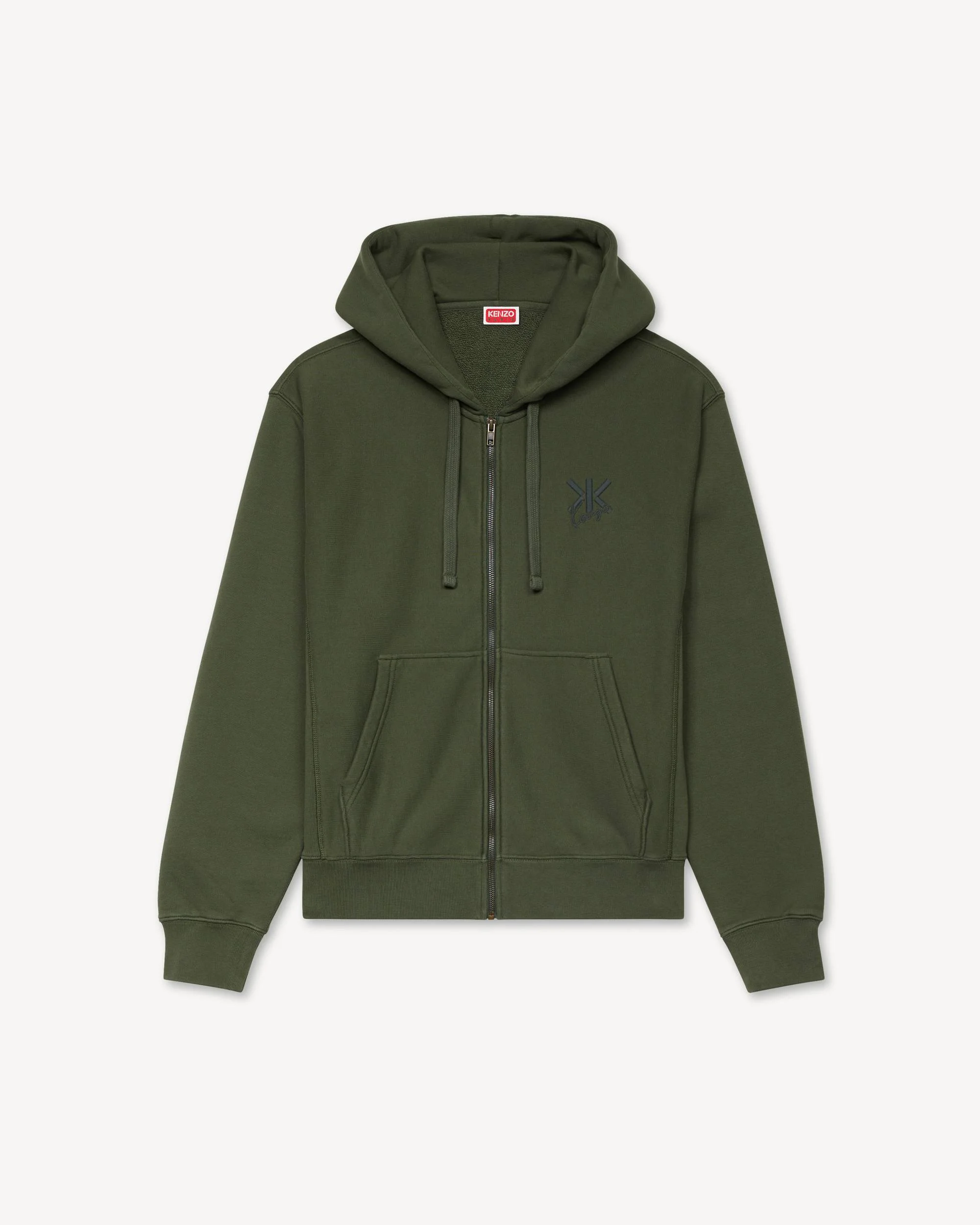'KENZO Double K' embroidered zip-up hoodie in cotton - 1