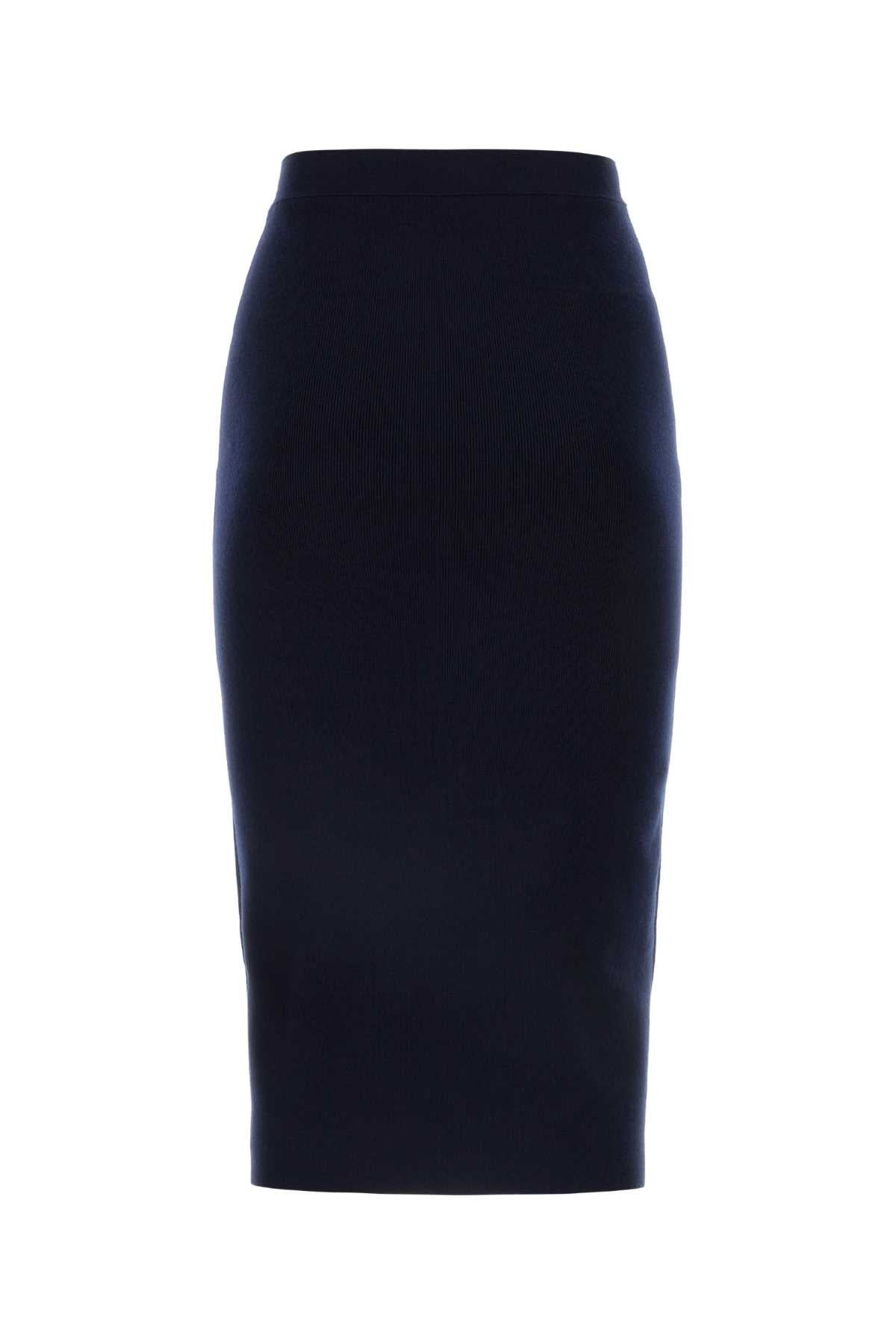 Bottega Veneta Women Midnight Blue Cashmere Blend Skirt - 2