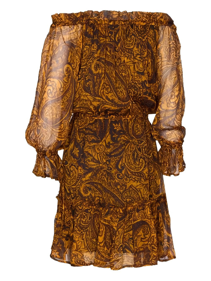 PINKO paisley-print off-shoulder midi dress outlook