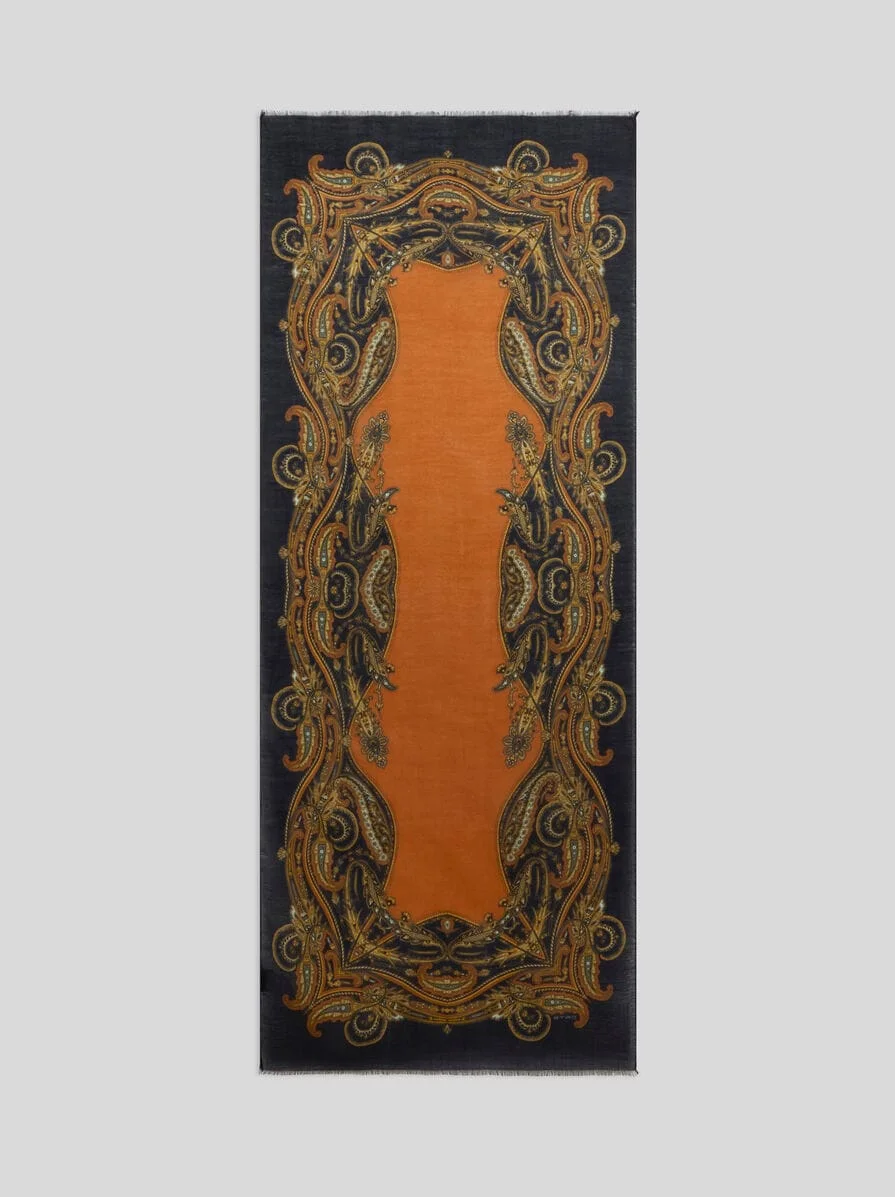 WOOL, CASHMERE AND SILK SCARF WITH PAISLEY MOTIF - 1