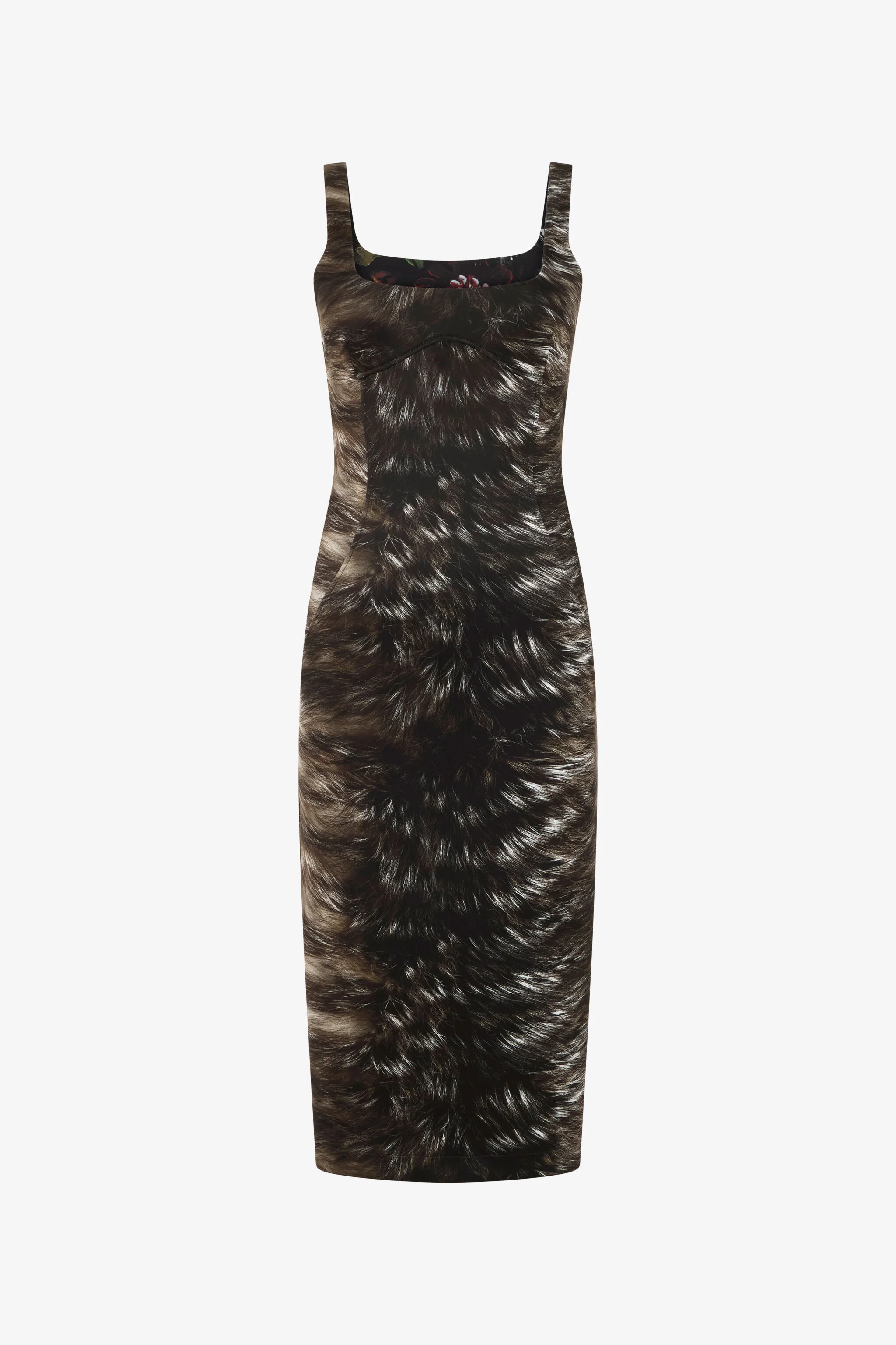 Midi Dress in Scuba Jersey with Fur Print - 1