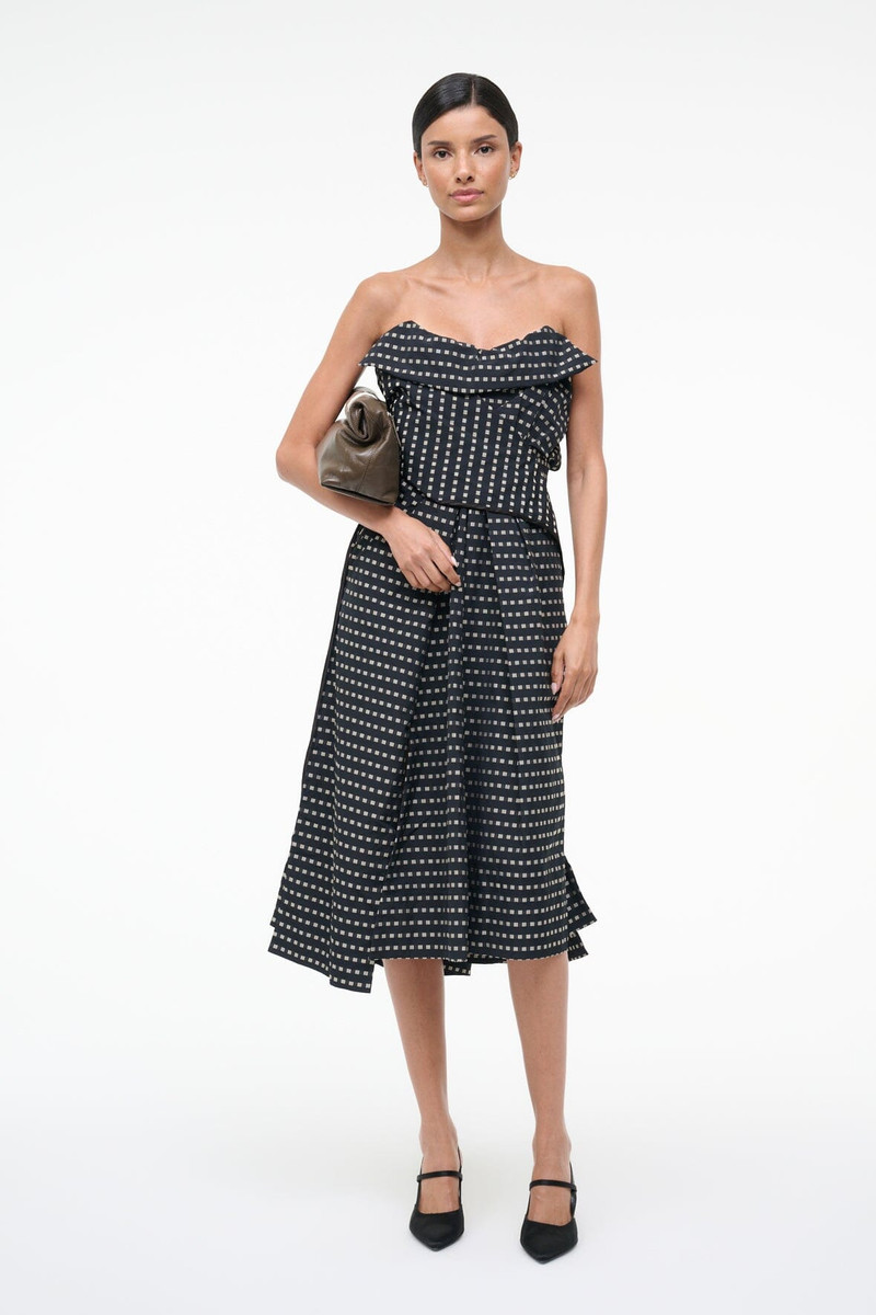 STAUD ALESSIA DRESS BLACK GEO 4