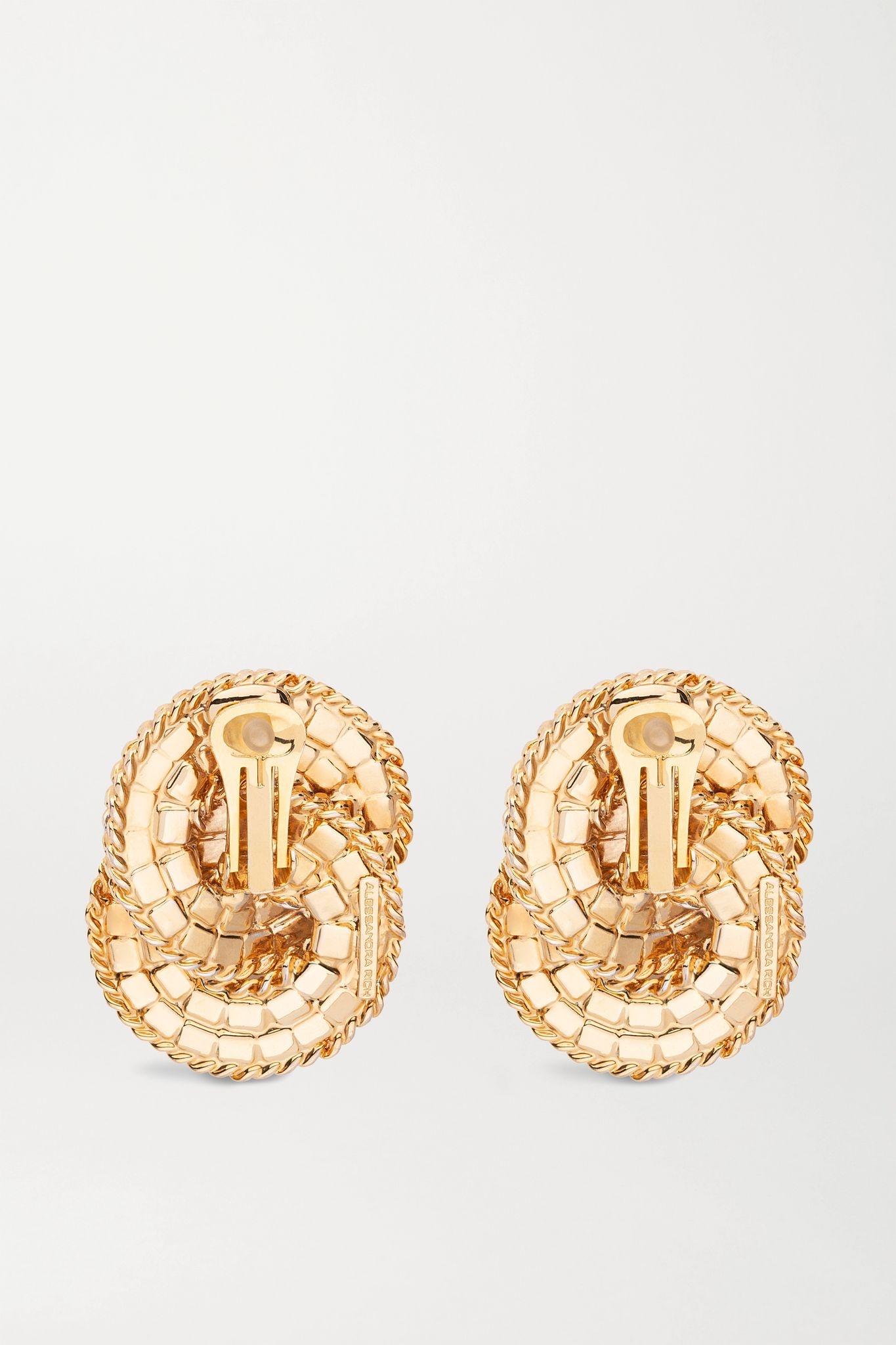 Oversized gold-plated crystal clip earrings - 3