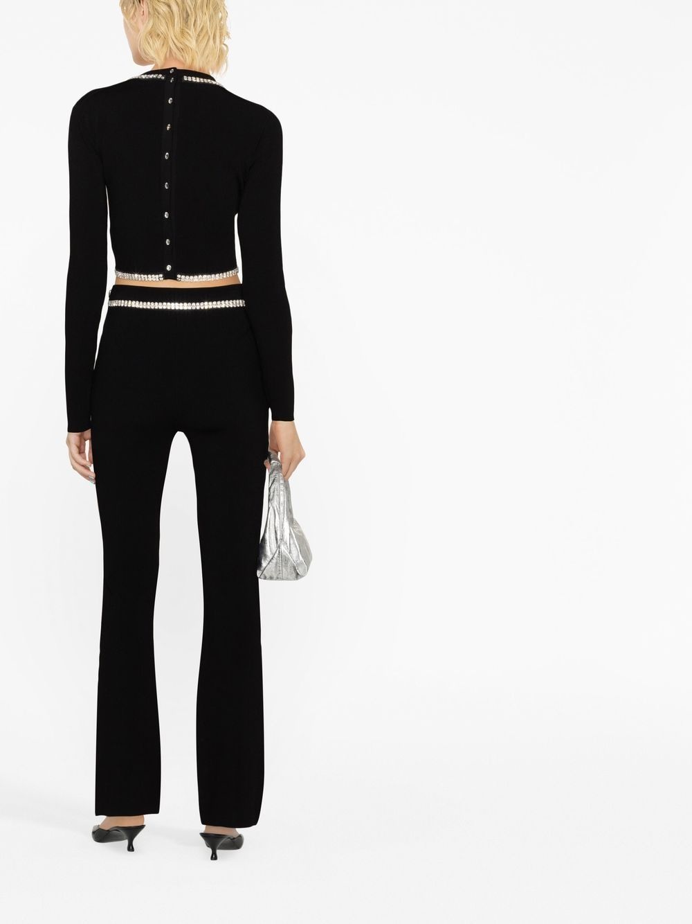 crystal-embellished flared trousers - 4