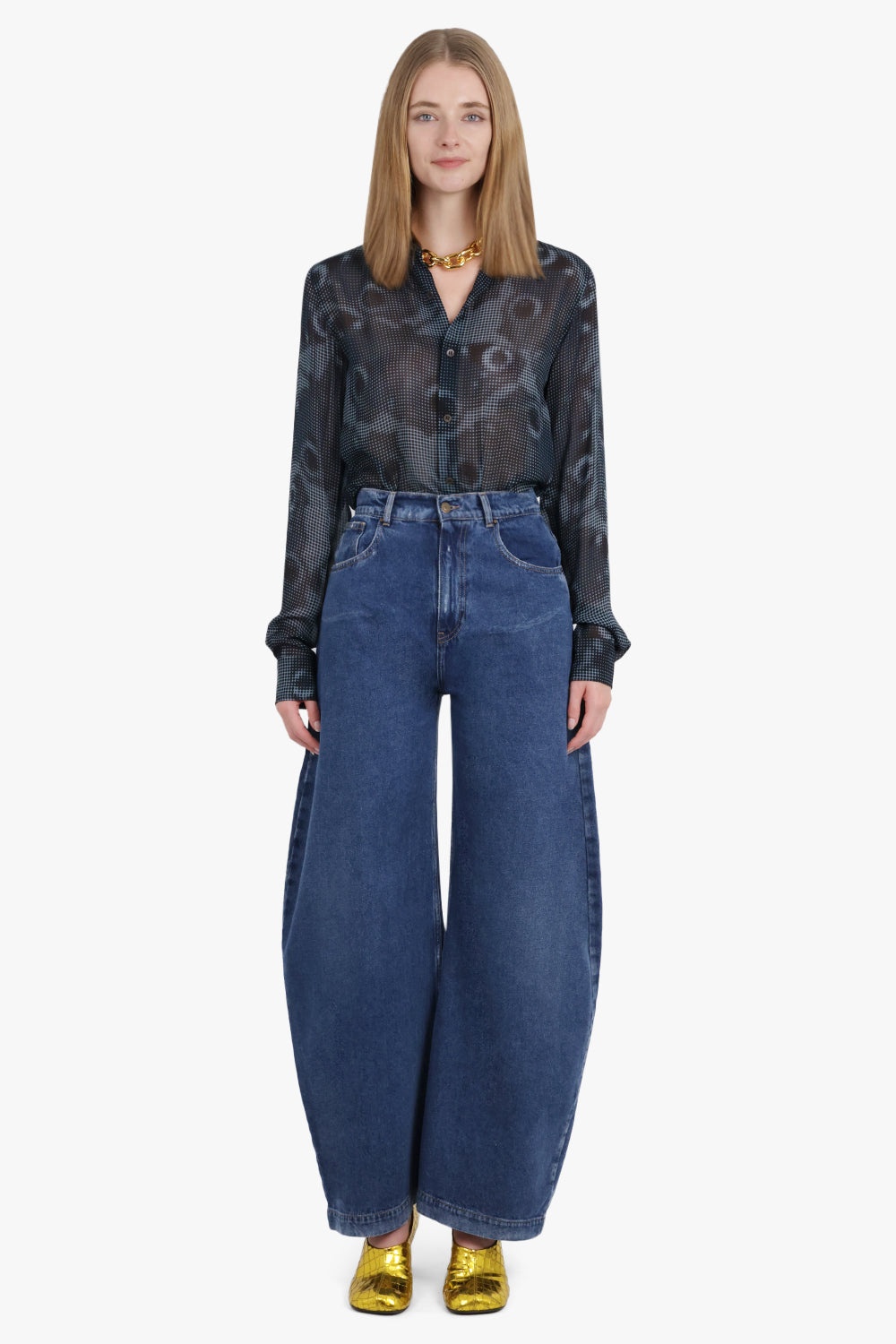 GRAPHIC ABSTRACT PRINT L/S RELAXED SHIRT | PETROL BLUE - 3