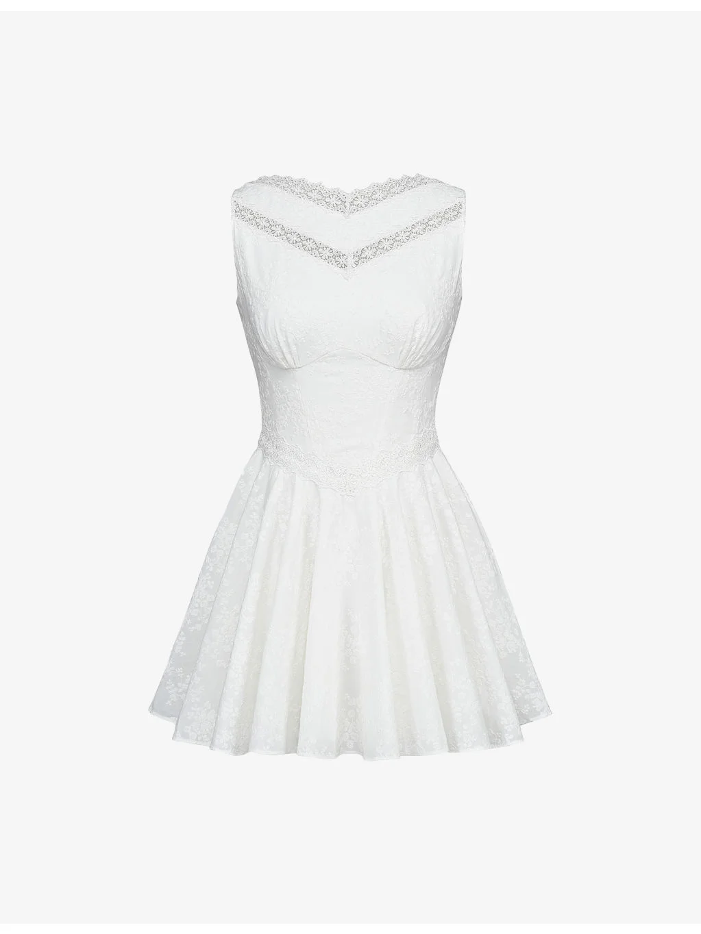 Scarlett Lace-Insert Cotton Mini Dress - 1