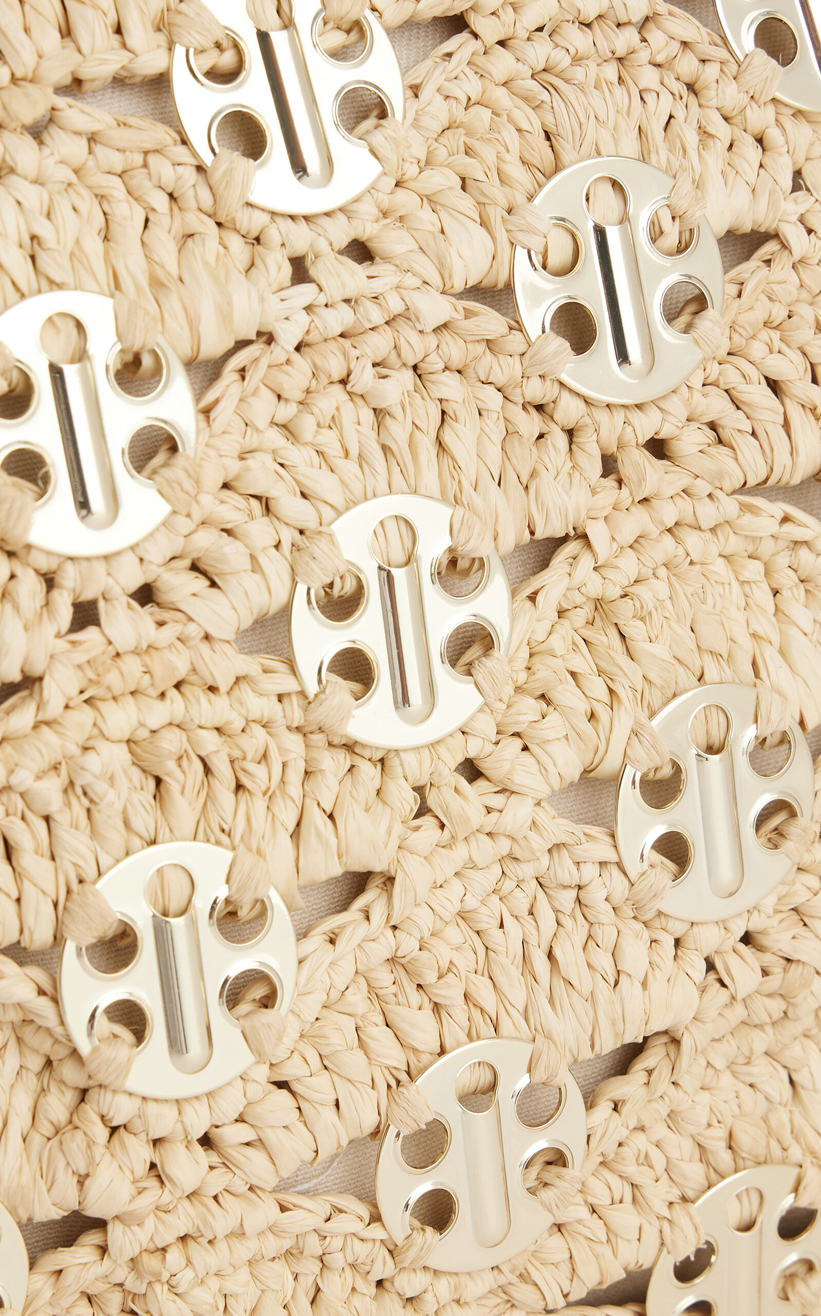 Embellished Woven Raffia Pouch neutral - 6