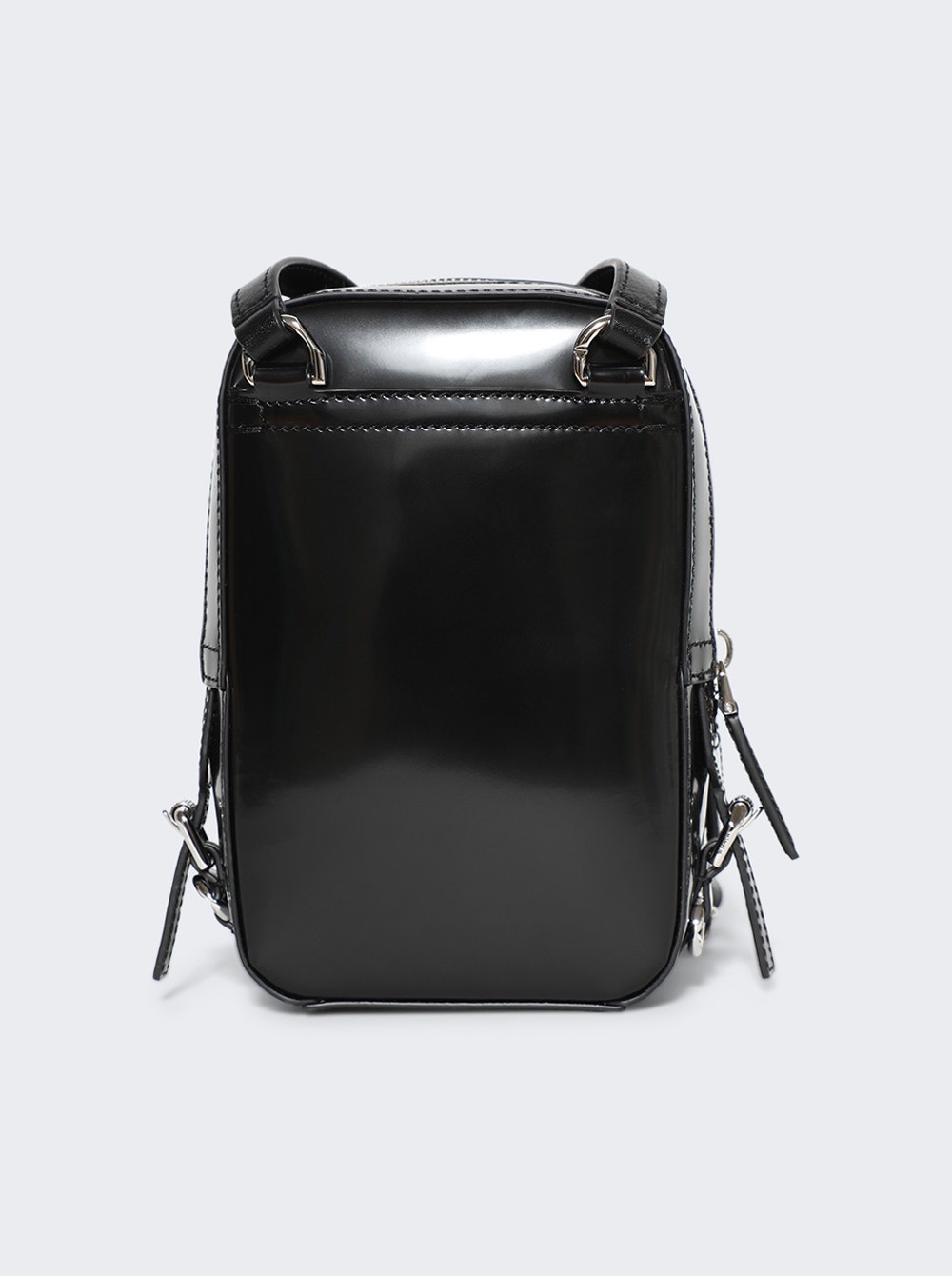 Small Pandora Camera Bag In Shiny Leather Black - 5