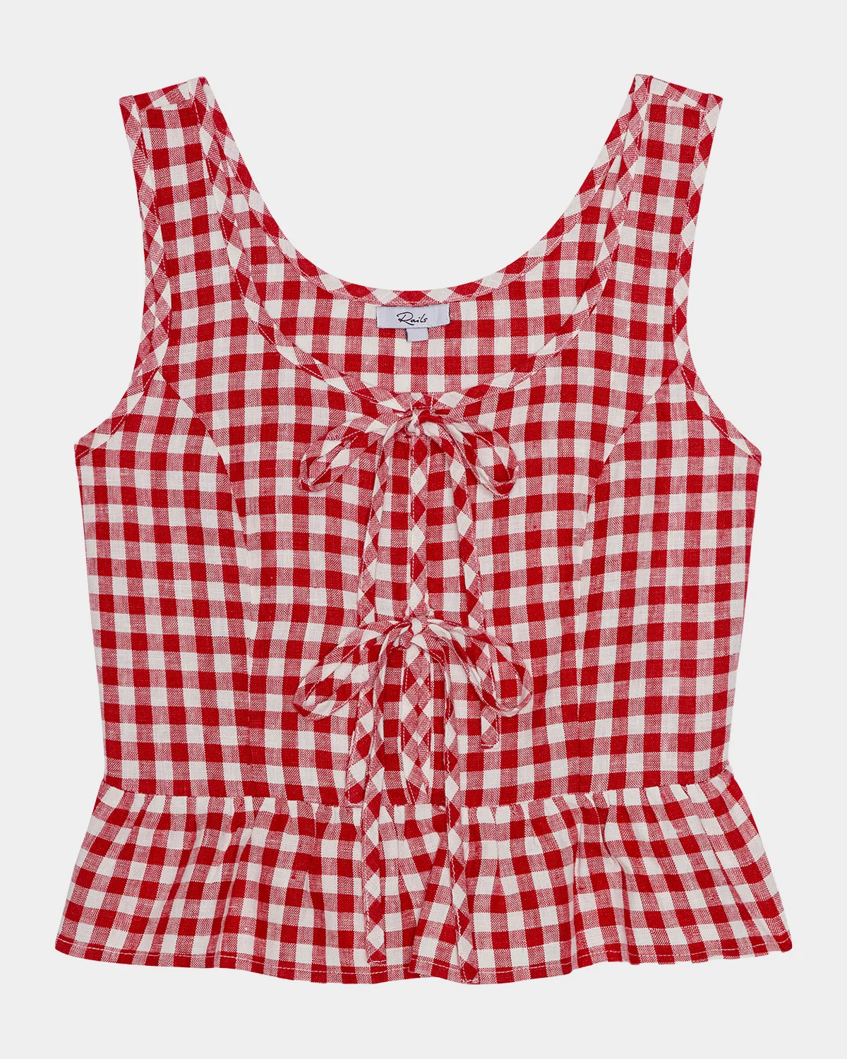 Jonah Gingham Linen Tie-Front Top - 1