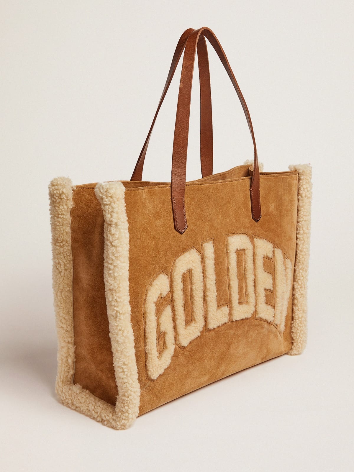 East-West California Bag in suede leather with shearling - 4