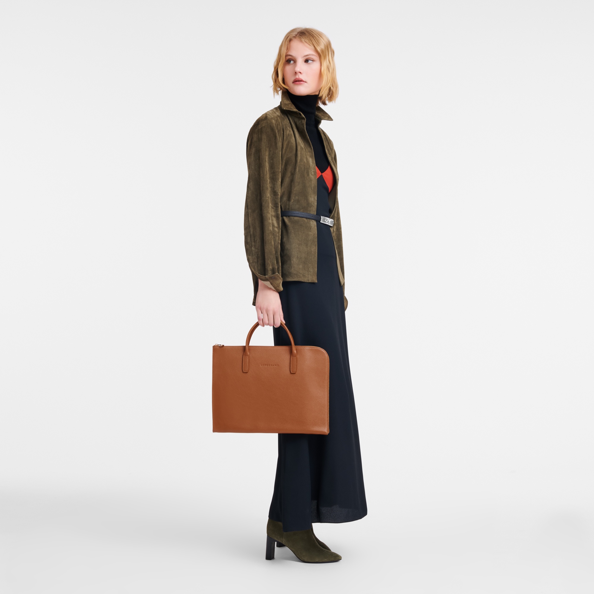 Le Foulonné S Briefcase Caramel - Leather - 2